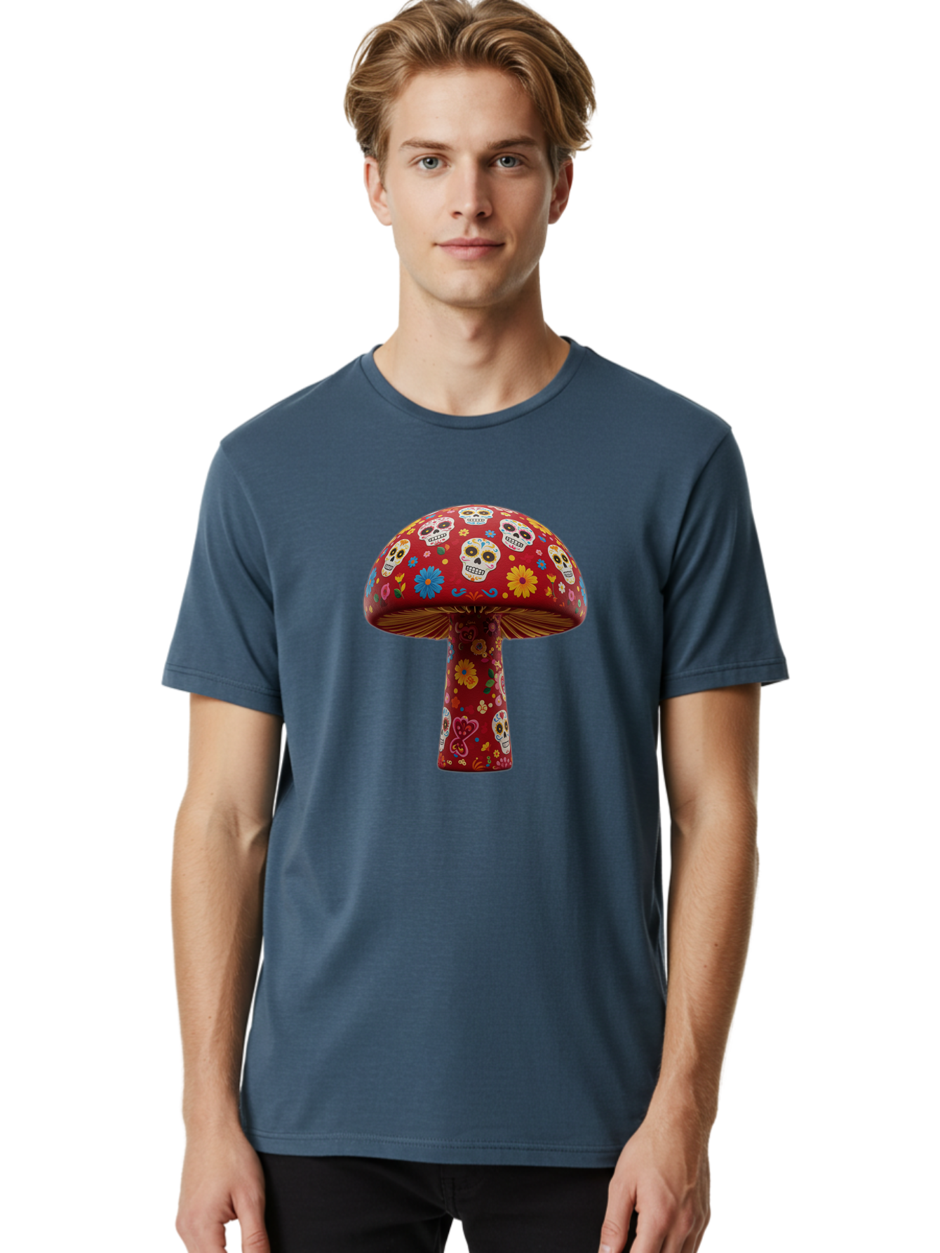 Sugar-Skull-Mushroom Men'S Graphic Tee, 100% Cotton, Comfortable Casual Summer Wear, Machine Washable, Vintage Camera, Old Camera, Antique Camera, Black Camera, Classic Photography, Photography Equipment, Nostalgic Device, Film Camera, Bal437 25