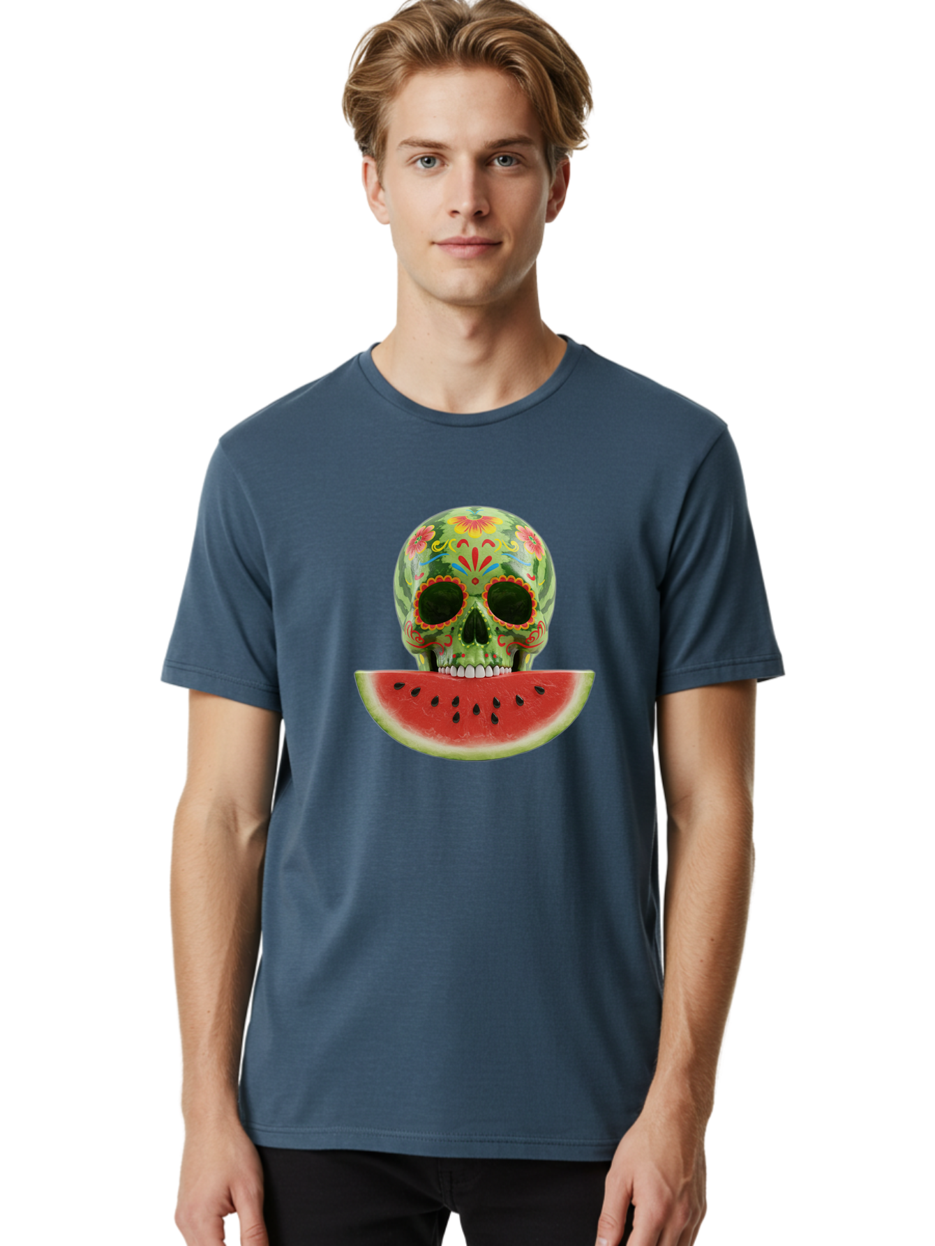 Sugar-Skull-Watermelon Men'S Graphic Tee, 100% Cotton, Comfortable Casual Summer Wear, Machine Washable, Vintage Camera, Old Camera, Antique Camera, Black Camera, Classic Photography, Photography Equipment, Nostalgic Device, Film Camera, Bal438 21