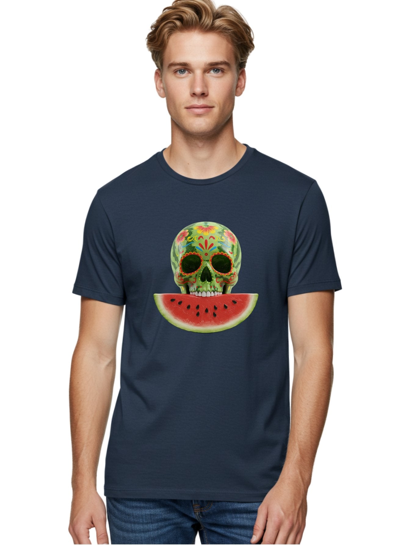 Sugar-Skull-Watermelon Men'S Graphic Tee, 100% Cotton, Comfortable Casual Summer Wear, Machine Washable, Vintage Camera, Old Camera, Antique Camera, Black Camera, Classic Photography, Photography Equipment, Nostalgic Device, Film Camera, Bal438 19