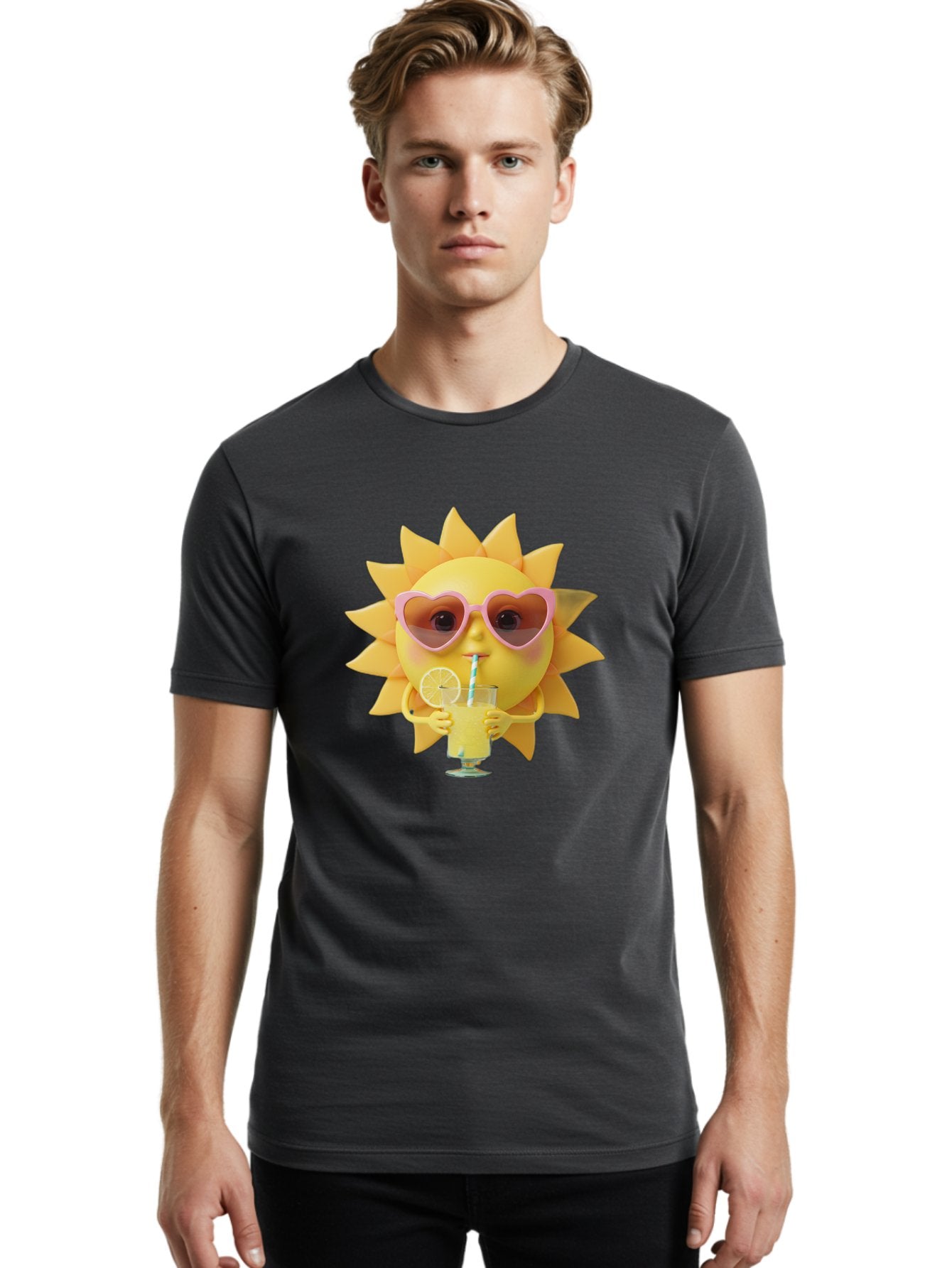 Sun-With-Sunglasses-Drinking-Lemonade Men'S Graphic Tee, 100% Cotton, Comfortable Casual Summer Wear, Machine Washable, Vintage Camera, Old Camera, Antique Camera, Black Camera, Classic Photography, Photography Equipment, Nostalgic Device, Bal444 26