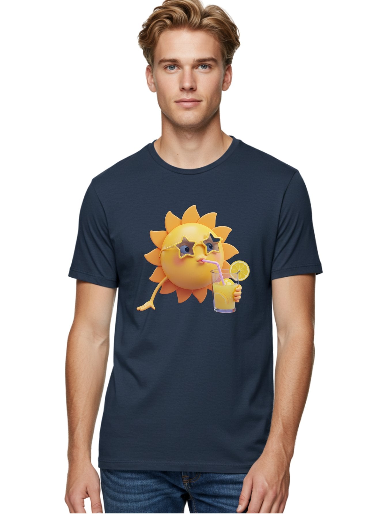 Sunny-Character-Drinking-Juice Men'S Graphic Tee, 100% Cotton, Comfortable Casual Summer Wear, Machine Washable, Vintage Camera, Old Camera, Antique Camera, Black Camera, Classic Photography, Photography Equipment, Nostalgic Device, Bal450 23