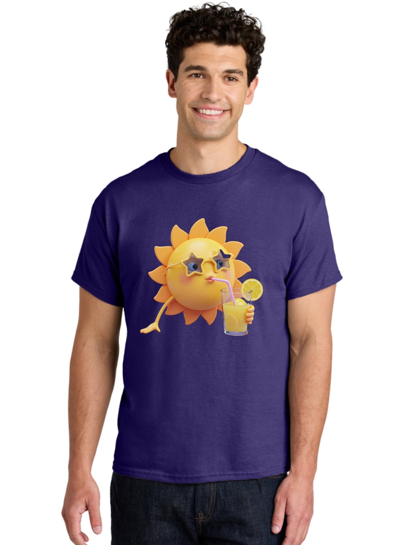 Sunny-Character-Drinking-Juice Men'S Graphic Tee, 100% Cotton, Comfortable Casual Summer Wear, Machine Washable, Vintage Camera, Old Camera, Antique Camera, Black Camera, Classic Photography, Photography Equipment, Nostalgic Device, Bal450 21