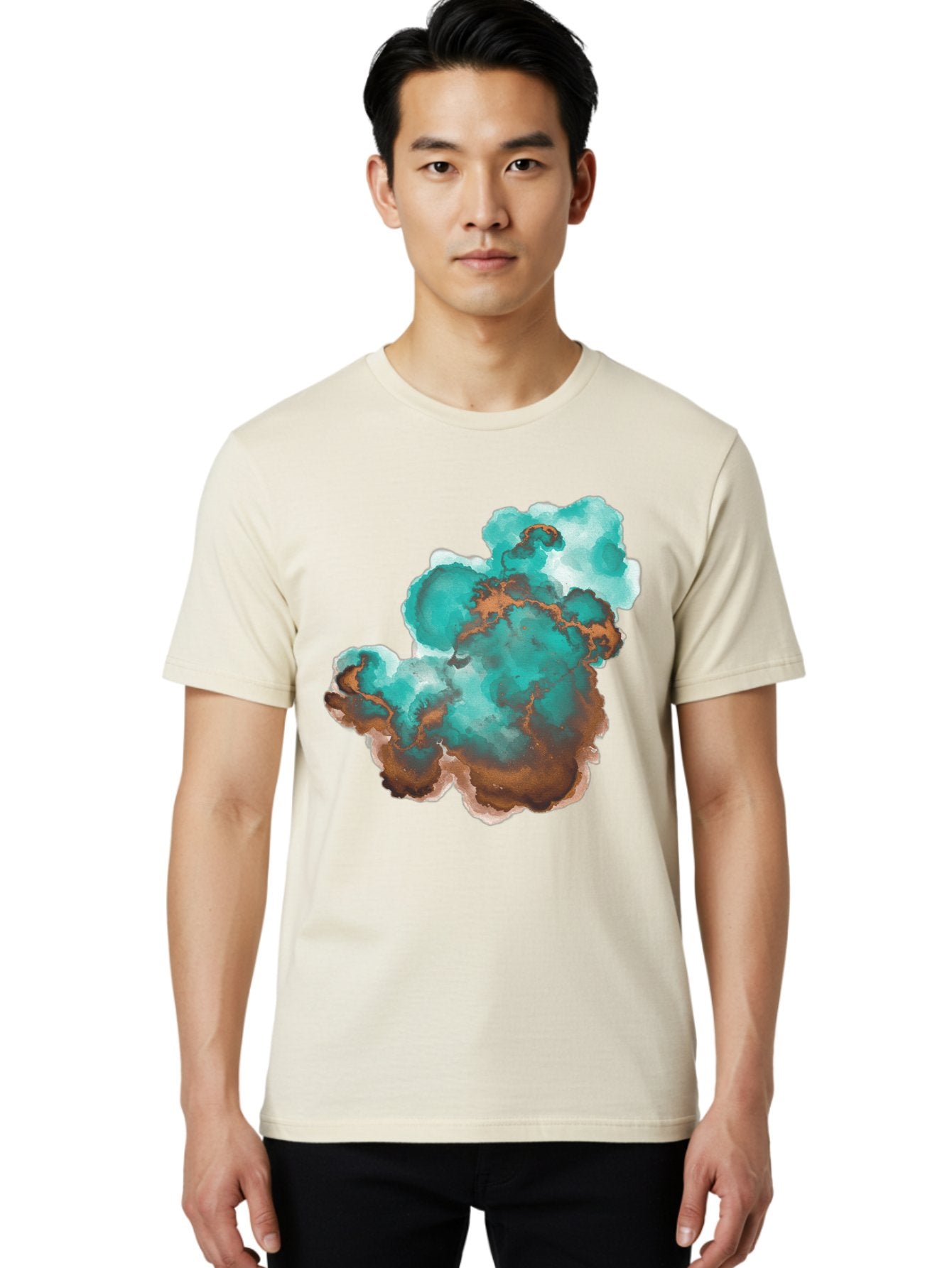 Teal-And-Brown-Abstract Men'S Graphic Tee, 100% Cotton, Comfortable Casual Summer Wear, Machine Washable, Vintage Camera, Old Camera, Antique Camera, Black Camera, Classic Photography, Photography Equipment, Nostalgic Device, Film Camera, Bal465 16