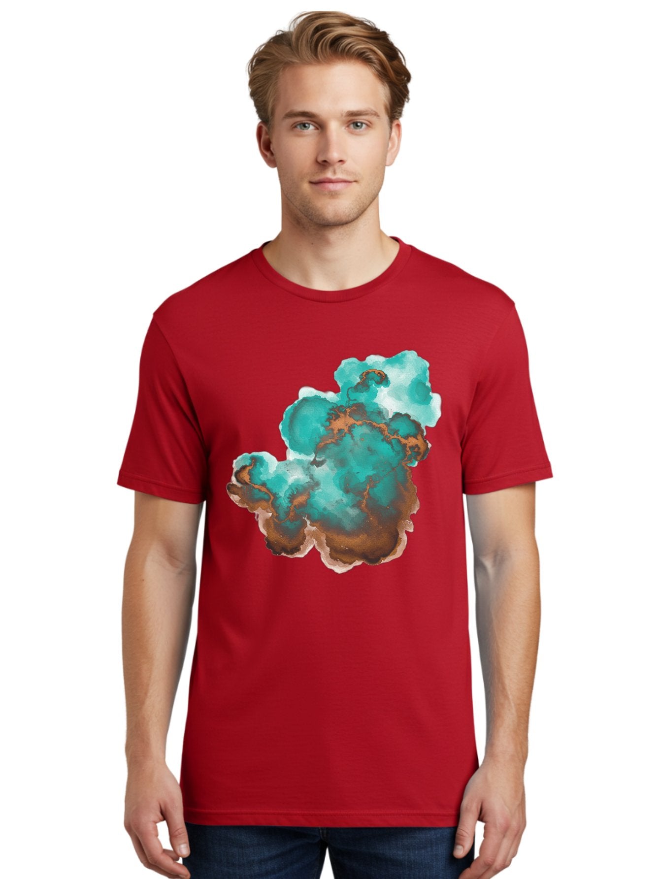 Teal-And-Brown-Abstract Men'S Graphic Tee, 100% Cotton, Comfortable Casual Summer Wear, Machine Washable, Vintage Camera, Old Camera, Antique Camera, Black Camera, Classic Photography, Photography Equipment, Nostalgic Device, Film Camera, Bal465 21