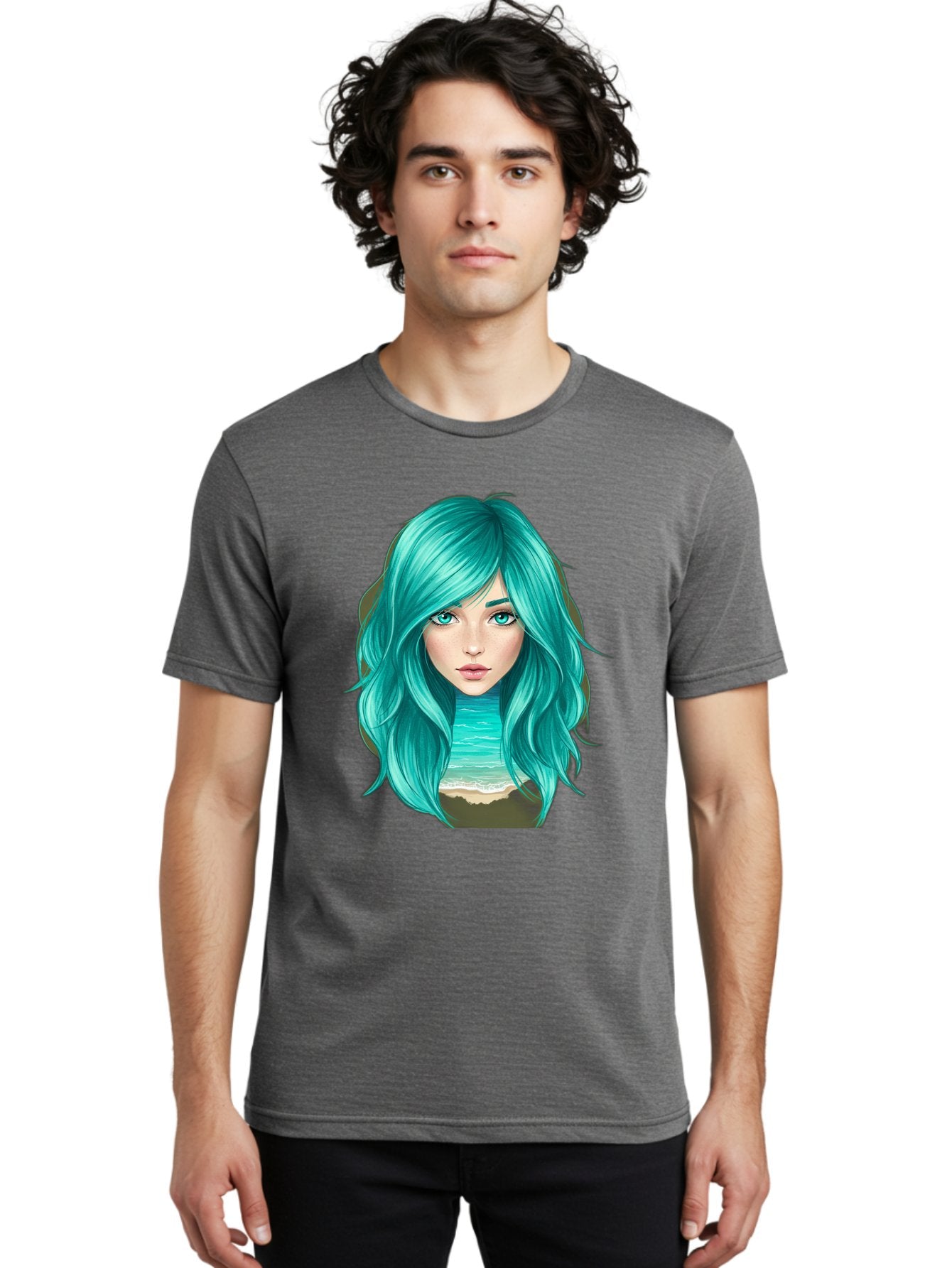 Teal-Haired-Girl Men'S Graphic Tee, 100% Cotton, Comfortable Casual Summer Wear, Machine Washable, Vintage Camera, Old Camera, Antique Camera, Black Camera, Classic Photography, Photography Equipment, Nostalgic Device, Film Camera, Camera Art Bal466 30
