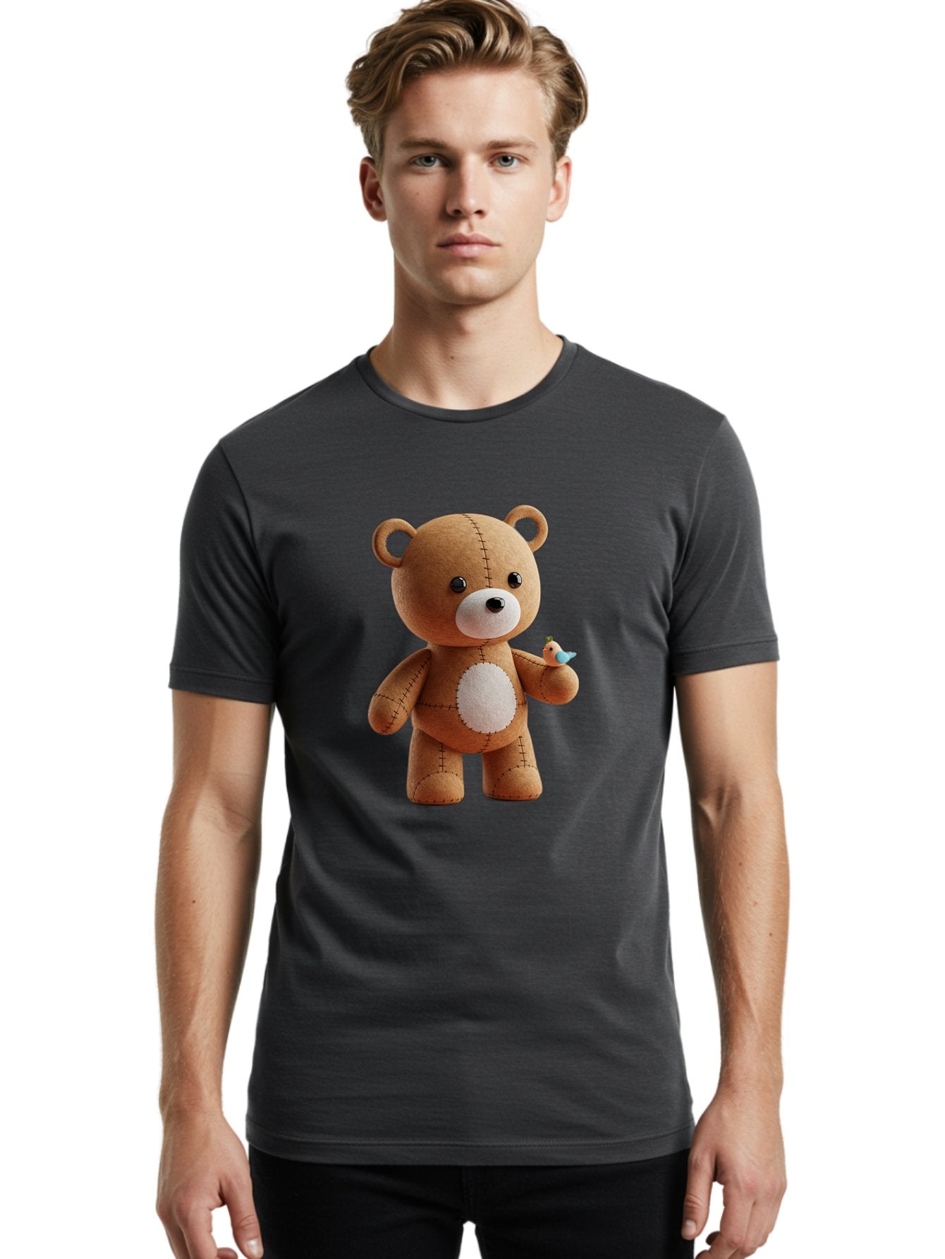 Teddy-Bear-With-Bird Men'S Graphic Tee, 100% Cotton, Comfortable Casual Summer Wear, Machine Washable, Vintage Camera, Old Camera, Antique Camera, Black Camera, Classic Photography, Photography Equipment, Nostalgic Device, Film Camera, Bal471 26