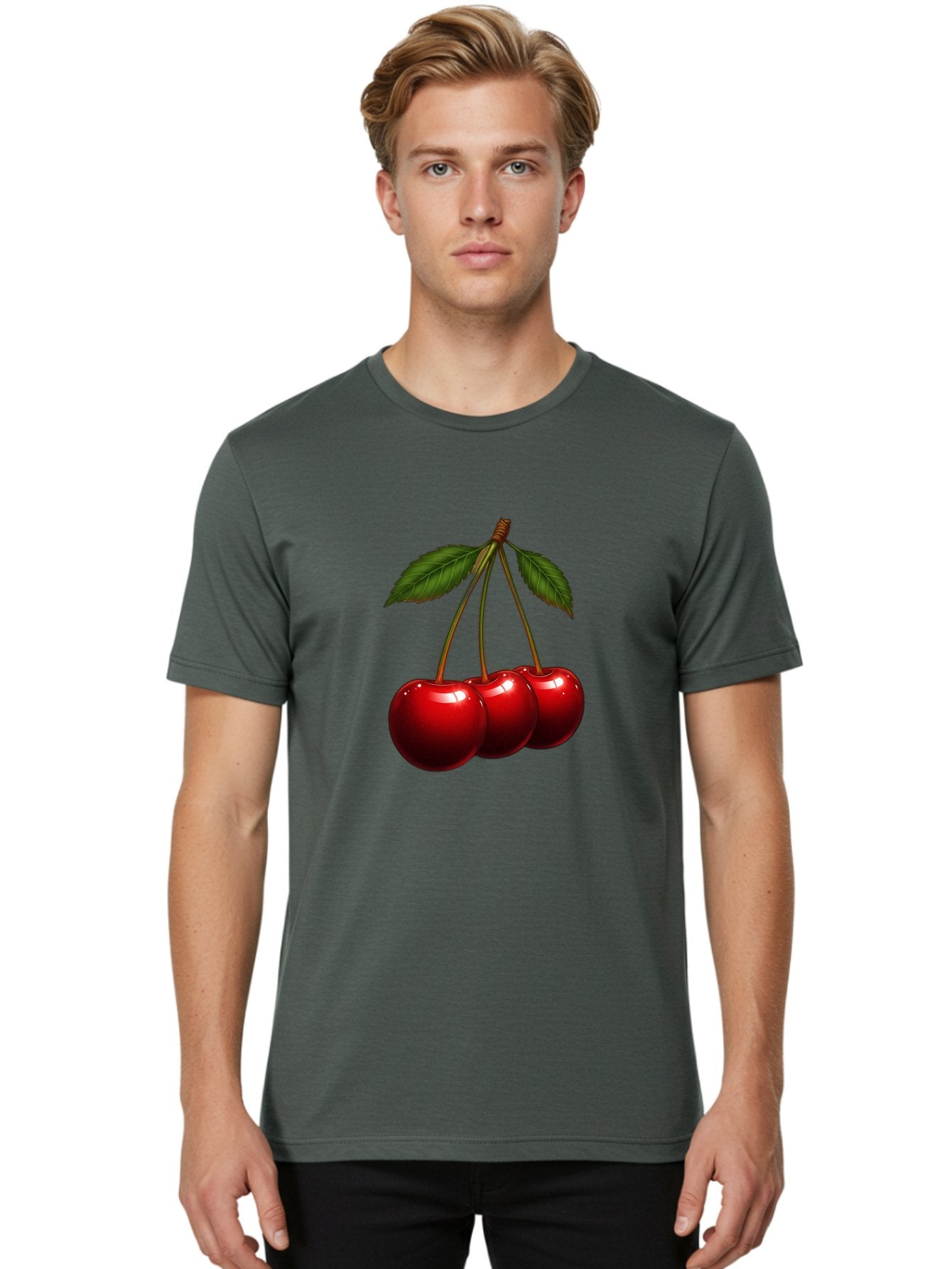 Three-Cherries-1 Men'S Graphic Tee, 100% Cotton, Comfortable Casual Summer Wear, Machine Washable, Vintage Camera, Old Camera, Antique Camera, Black Camera, Classic Photography, Photography Equipment, Nostalgic Device, Film Camera, Camera Art Bal486 17