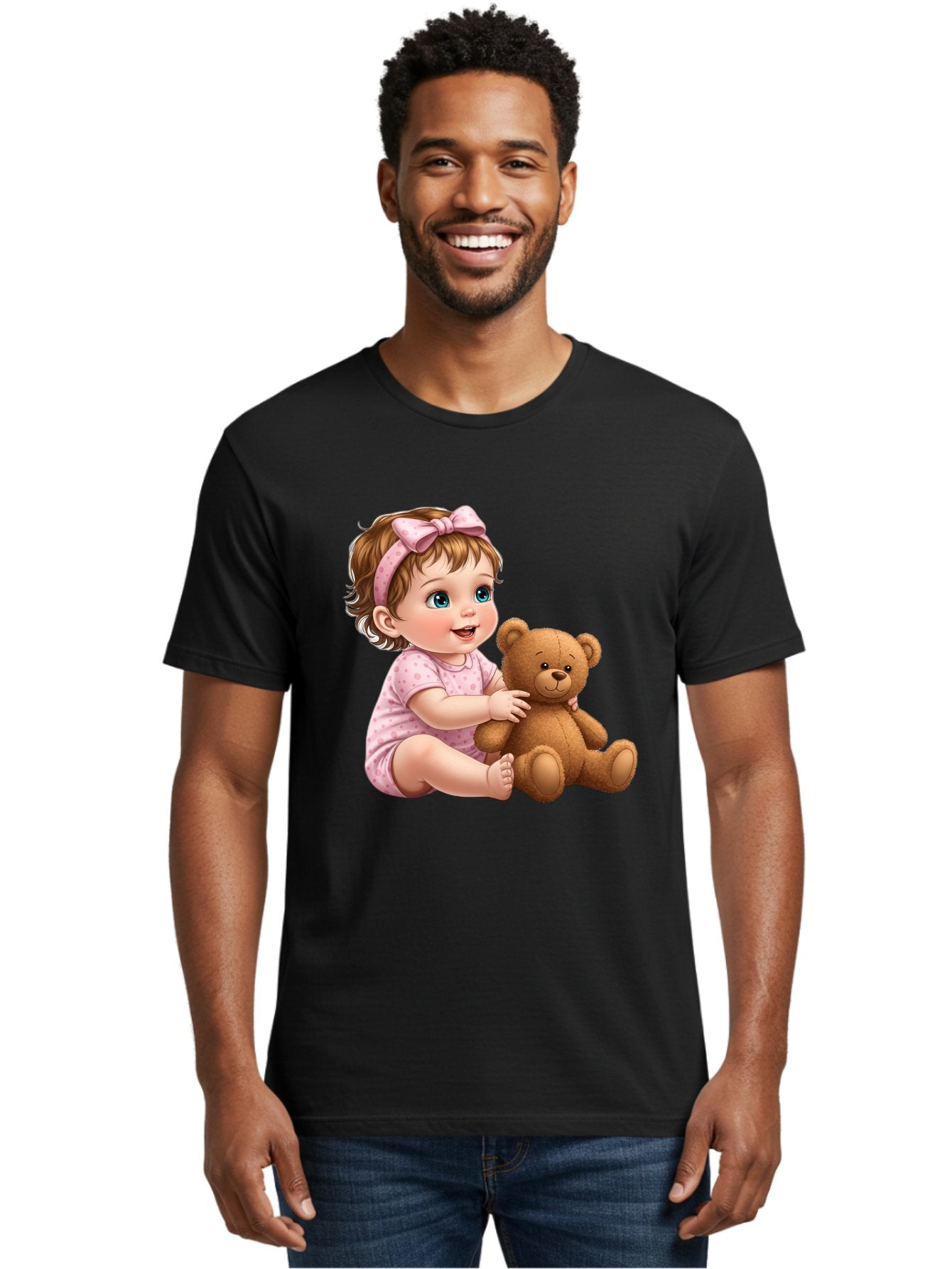 Toddler-Girl-Hugging-Teddy Men'S Graphic Tee, 100% Cotton, Comfortable Casual Summer Wear, Machine Washable, Vintage Camera, Old Camera, Antique Camera, Black Camera, Classic Photography, Photography Equipment, Nostalgic Device, Film Camera, Bal494 30