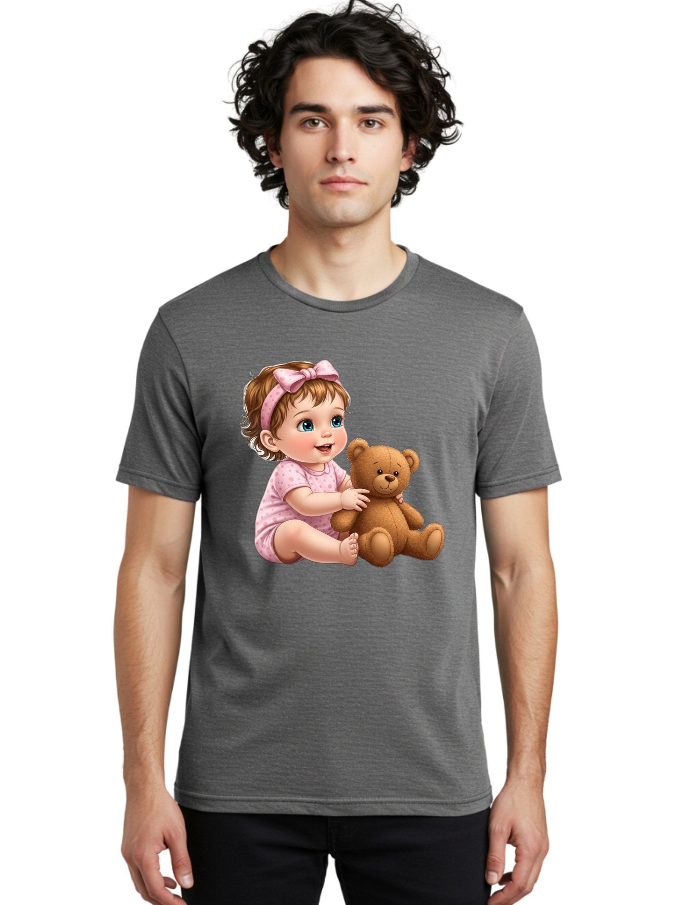 Toddler-Girl-Hugging-Teddy Men'S Graphic Tee, 100% Cotton, Comfortable Casual Summer Wear, Machine Washable, Vintage Camera, Old Camera, Antique Camera, Black Camera, Classic Photography, Photography Equipment, Nostalgic Device, Film Camera, Bal494 25