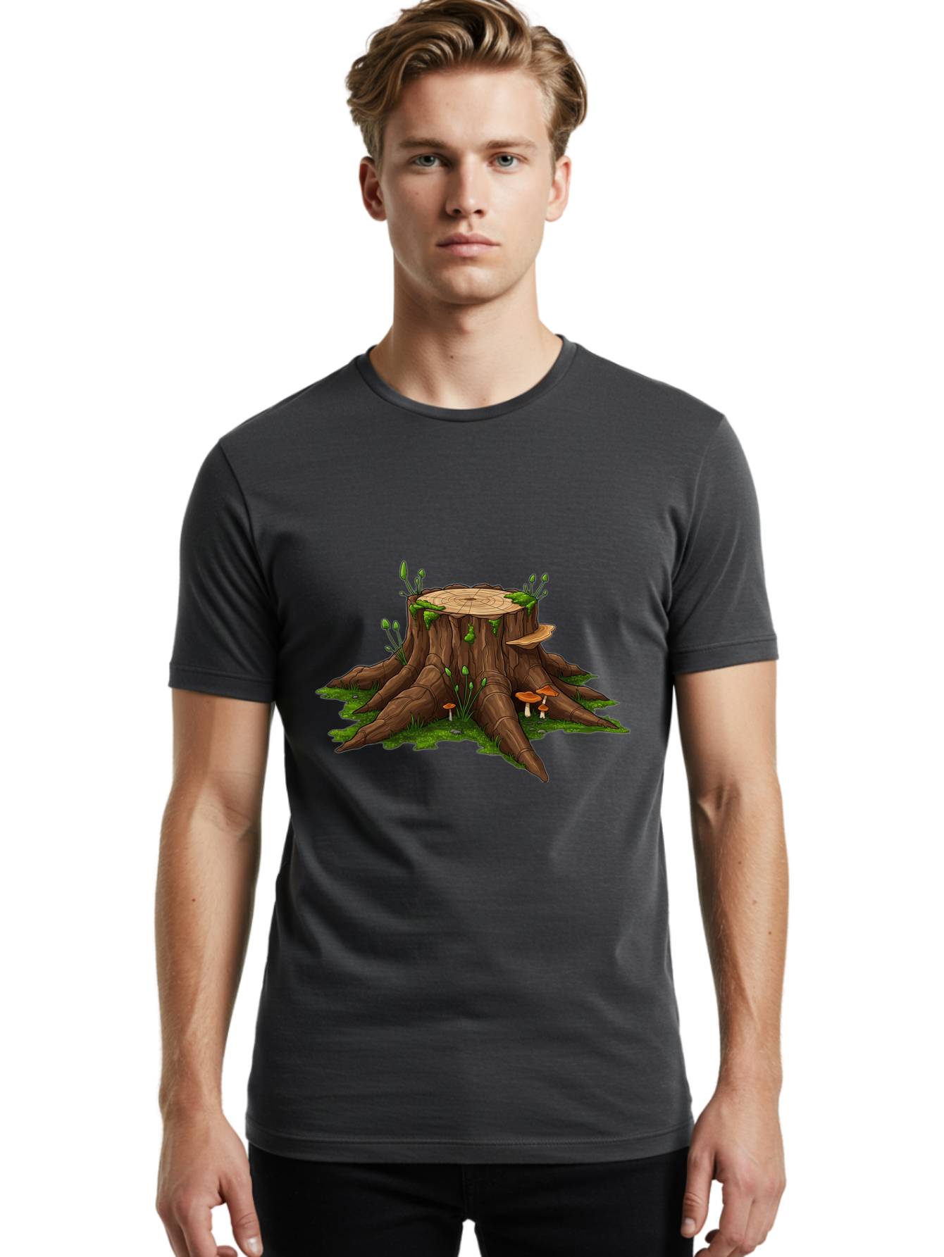 Tree-Stump-Mushrooms Men'S Graphic Tee, 100% Cotton, Comfortable Casual Summer Wear, Machine Washable, Vintage Camera, Old Camera, Antique Camera, Black Camera, Classic Photography, Photography Equipment, Nostalgic Device, Film Camera, Bal503 21