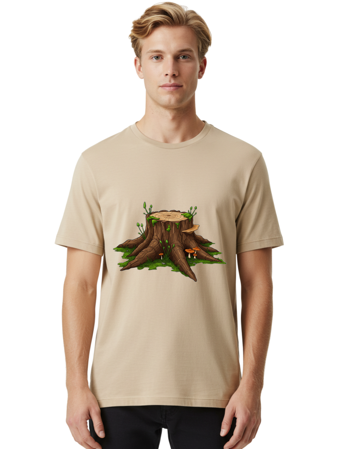 Tree-Stump-Mushrooms Men'S Graphic Tee, 100% Cotton, Comfortable Casual Summer Wear, Machine Washable, Vintage Camera, Old Camera, Antique Camera, Black Camera, Classic Photography, Photography Equipment, Nostalgic Device, Film Camera, Bal503 30