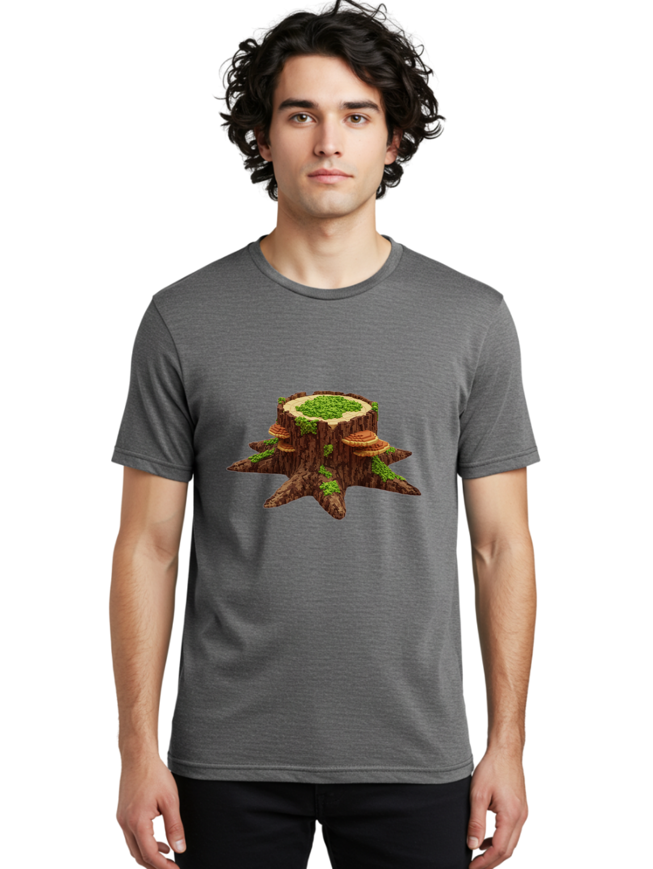 Tree-Stump-With-Mushrooms-1 Men'S Graphic Tee, 100% Cotton, Comfortable Casual Summer Wear, Machine Washable, Vintage Camera, Old Camera, Antique Camera, Black Camera, Classic Photography, Photography Equipment, Nostalgic Device, Film Camera, Bal504 17