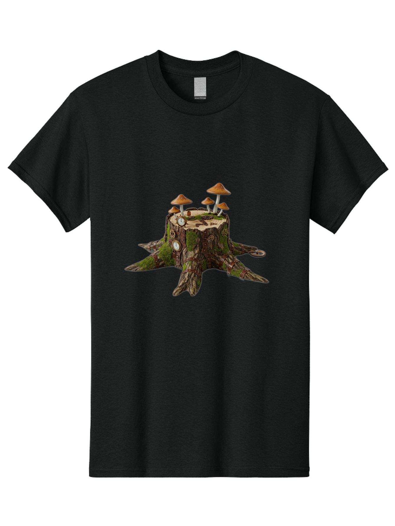 Tree-Stump-With-Mushrooms-2 Men'S Graphic Tee, 100% Cotton, Comfortable Casual Summer Wear, Machine Washable, Vintage Camera, Old Camera, Antique Camera, Black Camera, Classic Photography, Photography Equipment, Nostalgic Device, Film Camera, Bal505 9