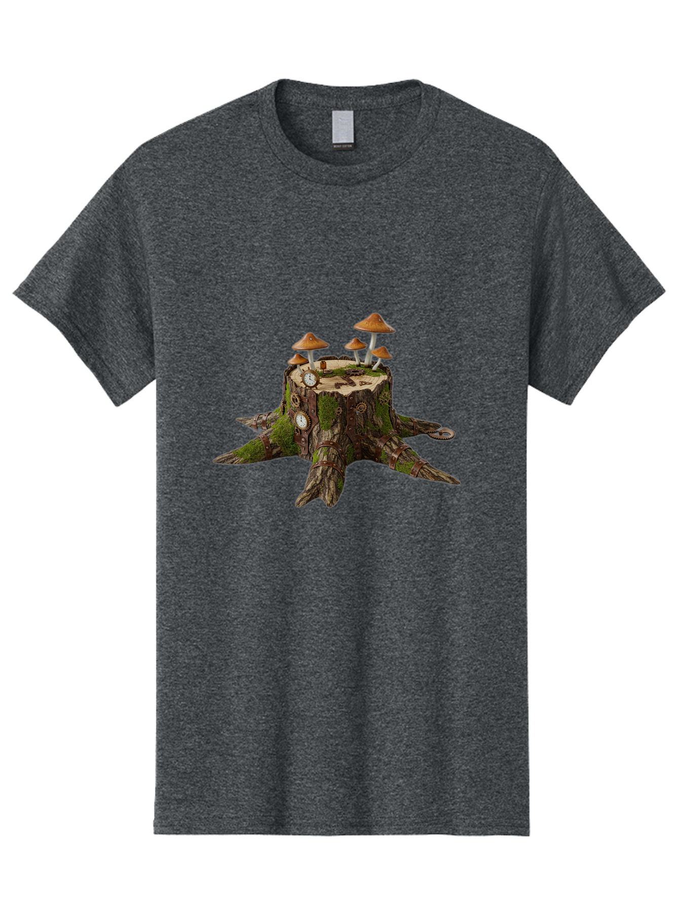 Tree-Stump-With-Mushrooms-2 Men'S Graphic Tee, 100% Cotton, Comfortable Casual Summer Wear, Machine Washable, Vintage Camera, Old Camera, Antique Camera, Black Camera, Classic Photography, Photography Equipment, Nostalgic Device, Film Camera, Bal505 10