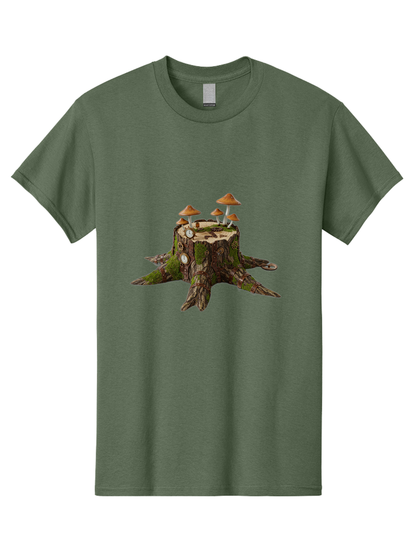 Tree-Stump-With-Mushrooms-2 Men'S Graphic Tee, 100% Cotton, Comfortable Casual Summer Wear, Machine Washable, Vintage Camera, Old Camera, Antique Camera, Black Camera, Classic Photography, Photography Equipment, Nostalgic Device, Film Camera, Bal505 3