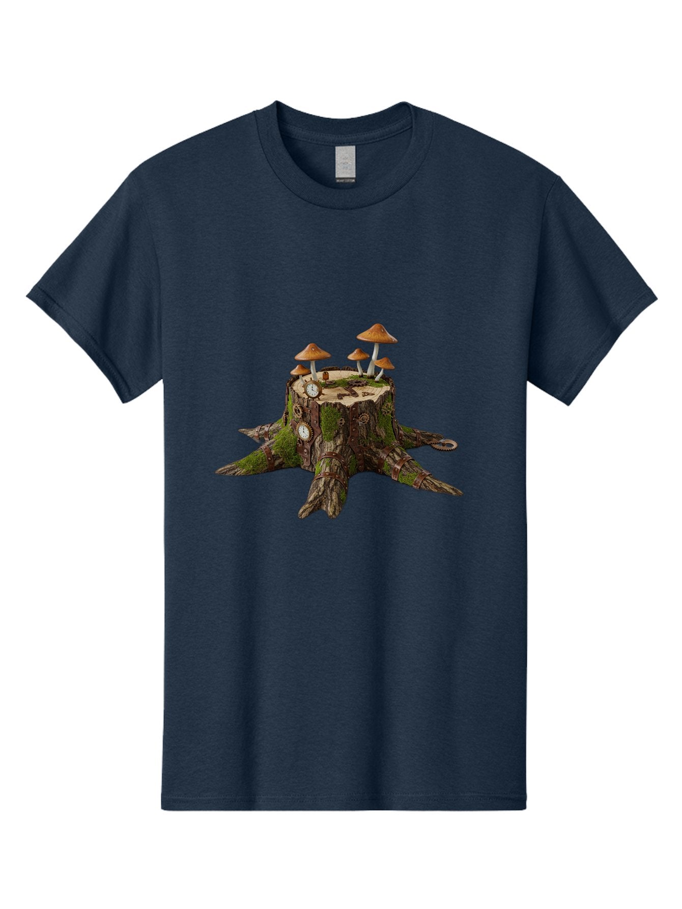 Tree-Stump-With-Mushrooms-2 Men'S Graphic Tee, 100% Cotton, Comfortable Casual Summer Wear, Machine Washable, Vintage Camera, Old Camera, Antique Camera, Black Camera, Classic Photography, Photography Equipment, Nostalgic Device, Film Camera, Bal505 13