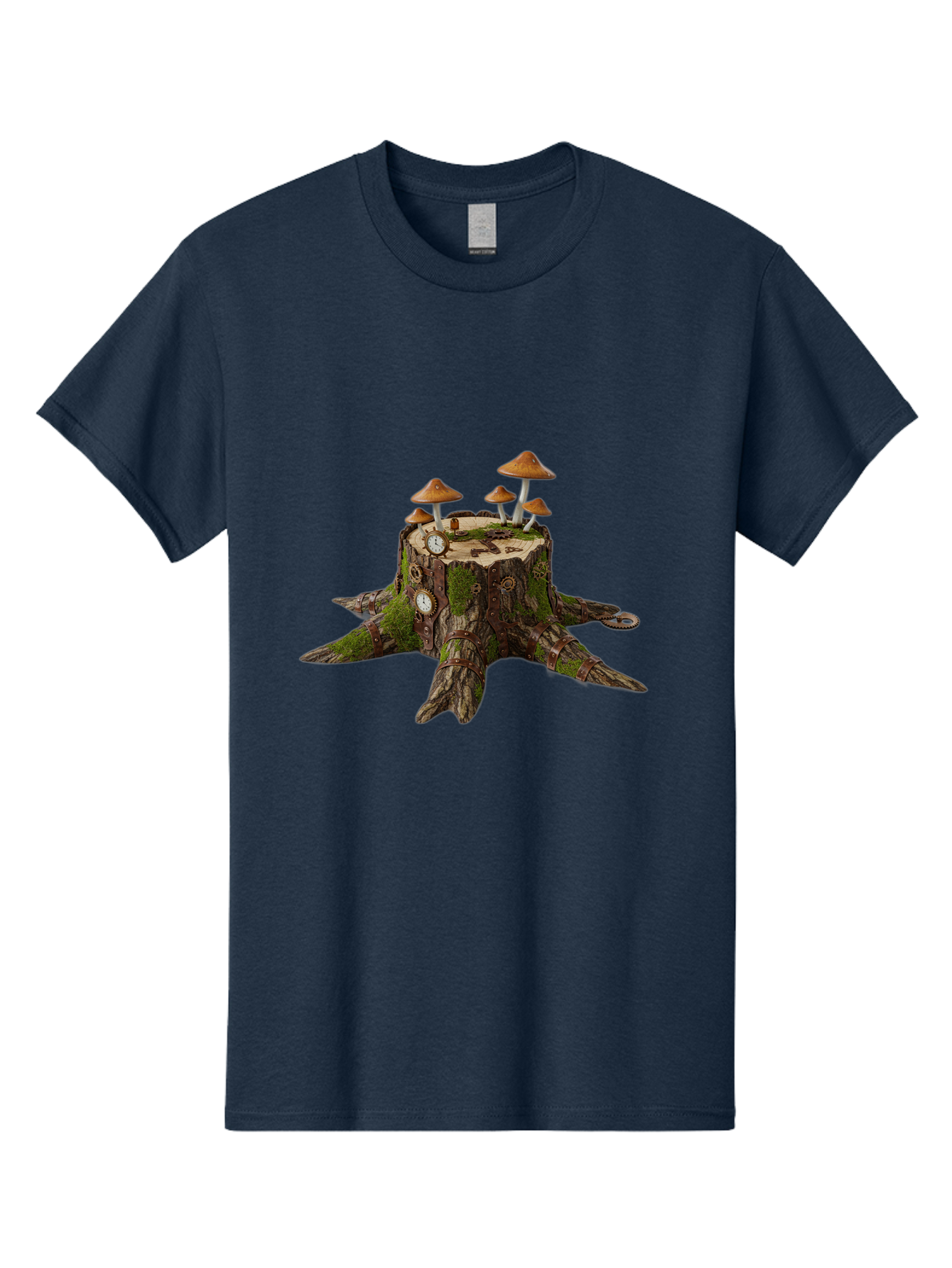 Tree-Stump-With-Mushrooms-2 Men'S Graphic Tee, 100% Cotton, Comfortable Casual Summer Wear, Machine Washable, Vintage Camera, Old Camera, Antique Camera, Black Camera, Classic Photography, Photography Equipment, Nostalgic Device, Film Camera, Bal505 15