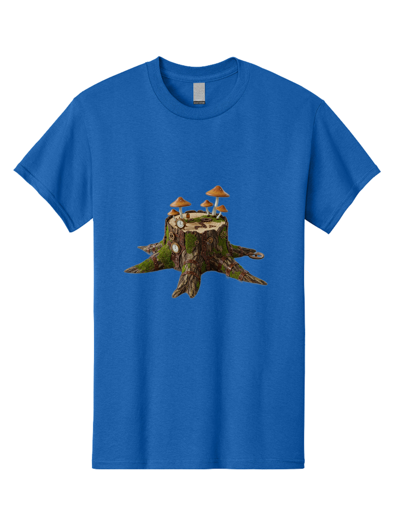 Tree-Stump-With-Mushrooms-2 Men'S Graphic Tee, 100% Cotton, Comfortable Casual Summer Wear, Machine Washable, Vintage Camera, Old Camera, Antique Camera, Black Camera, Classic Photography, Photography Equipment, Nostalgic Device, Film Camera, Bal505 4