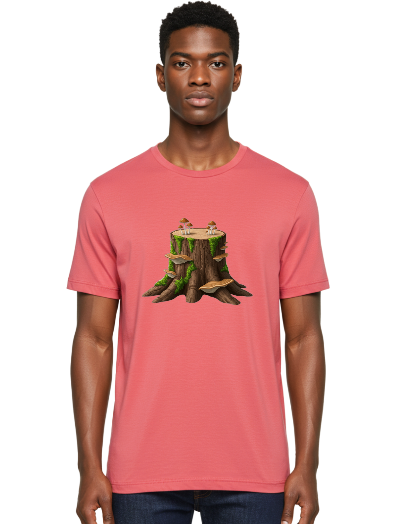 Tree-Stump-With-Mushrooms-3 Men'S Graphic Tee, 100% Cotton, Comfortable Casual Summer Wear, Machine Washable, Vintage Camera, Old Camera, Antique Camera, Black Camera, Classic Photography, Photography Equipment, Nostalgic Device, Film Camera, Bal506 22