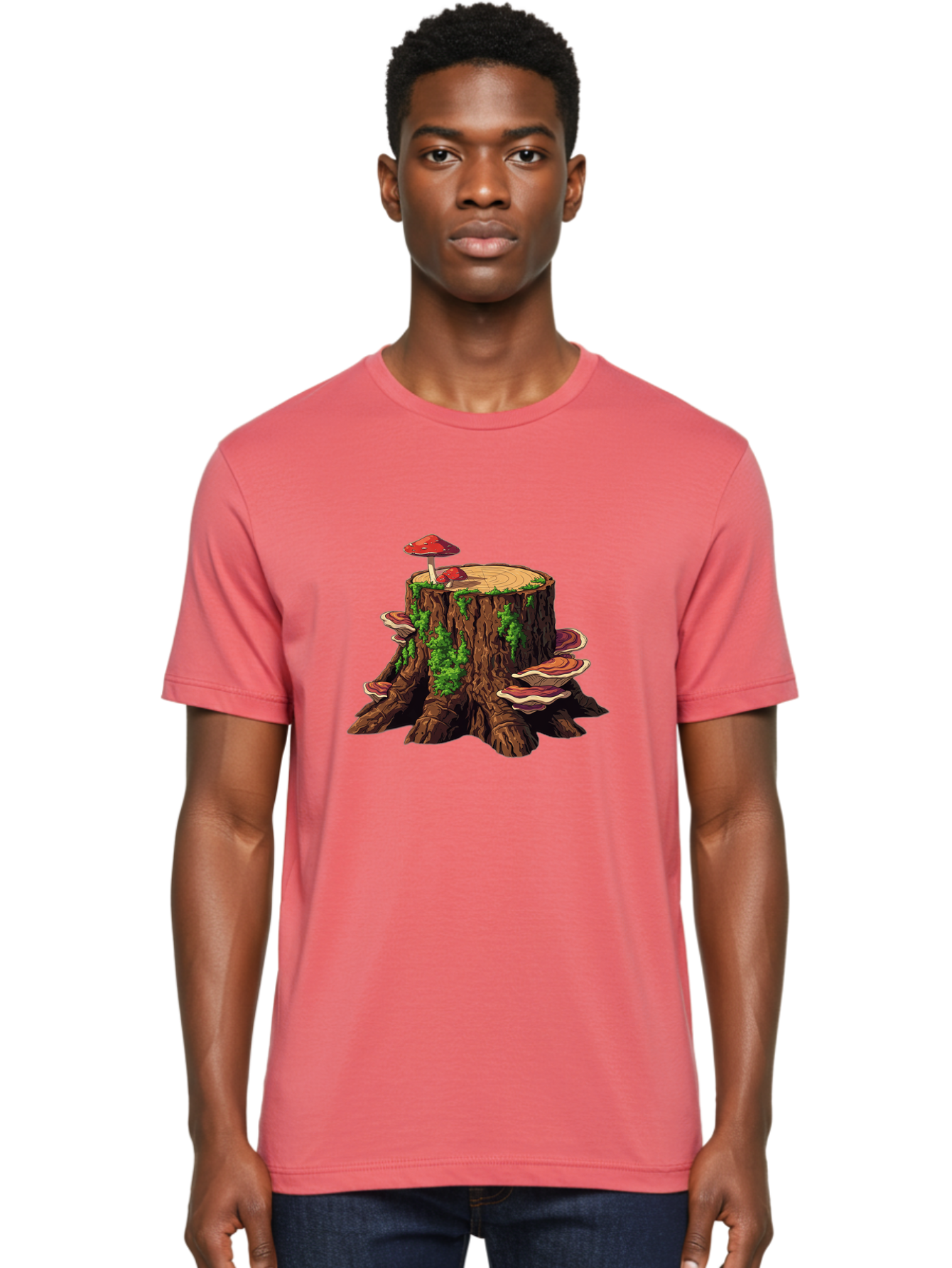 Tree-Stump-With-Mushrooms-4 Men'S Graphic Tee, 100% Cotton, Comfortable Casual Summer Wear, Machine Washable, Vintage Camera, Old Camera, Antique Camera, Black Camera, Classic Photography, Photography Equipment, Nostalgic Device, Film Camera, Bal507 16