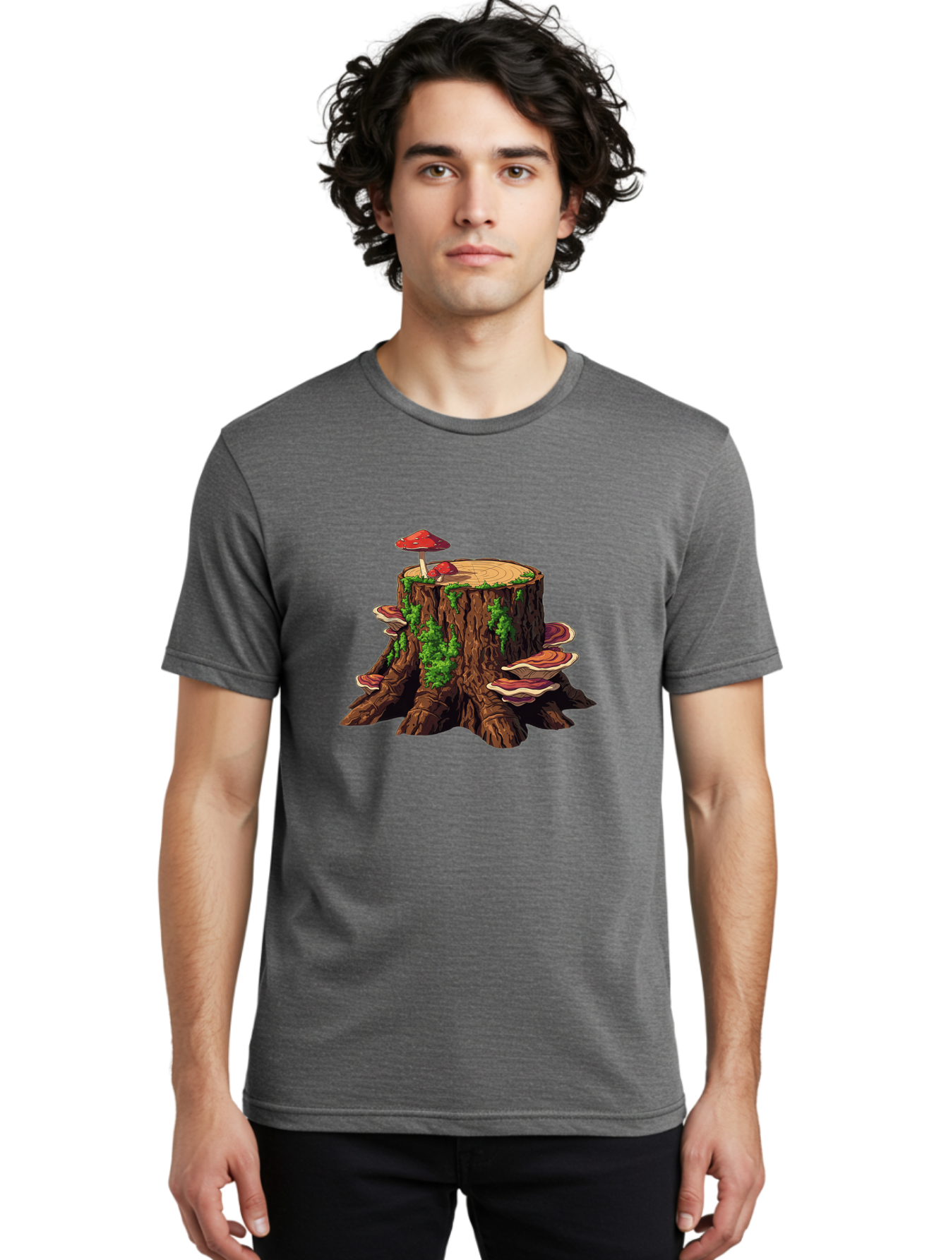 Tree-Stump-With-Mushrooms-4 Men'S Graphic Tee, 100% Cotton, Comfortable Casual Summer Wear, Machine Washable, Vintage Camera, Old Camera, Antique Camera, Black Camera, Classic Photography, Photography Equipment, Nostalgic Device, Film Camera, Bal507 28