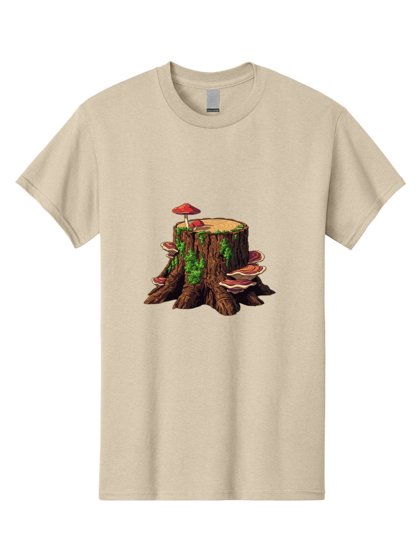 Tree-Stump-With-Mushrooms-4 Men'S Graphic Tee, 100% Cotton, Comfortable Casual Summer Wear, Machine Washable, Vintage Camera, Old Camera, Antique Camera, Black Camera, Classic Photography, Photography Equipment, Nostalgic Device, Film Camera, Bal507 3
