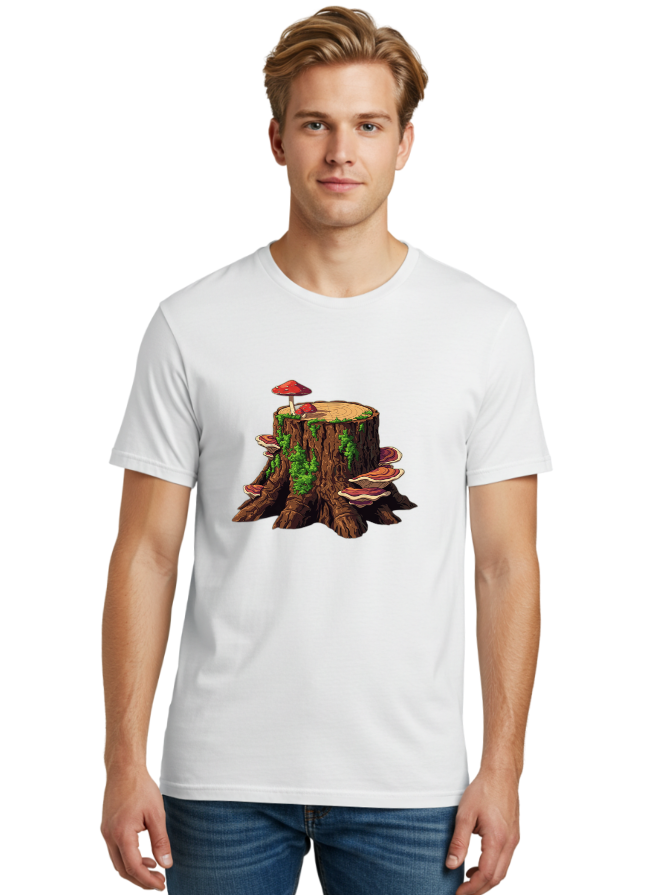 Tree-Stump-With-Mushrooms-4 Men'S Graphic Tee, 100% Cotton, Comfortable Casual Summer Wear, Machine Washable, Vintage Camera, Old Camera, Antique Camera, Black Camera, Classic Photography, Photography Equipment, Nostalgic Device, Film Camera, Bal507 22