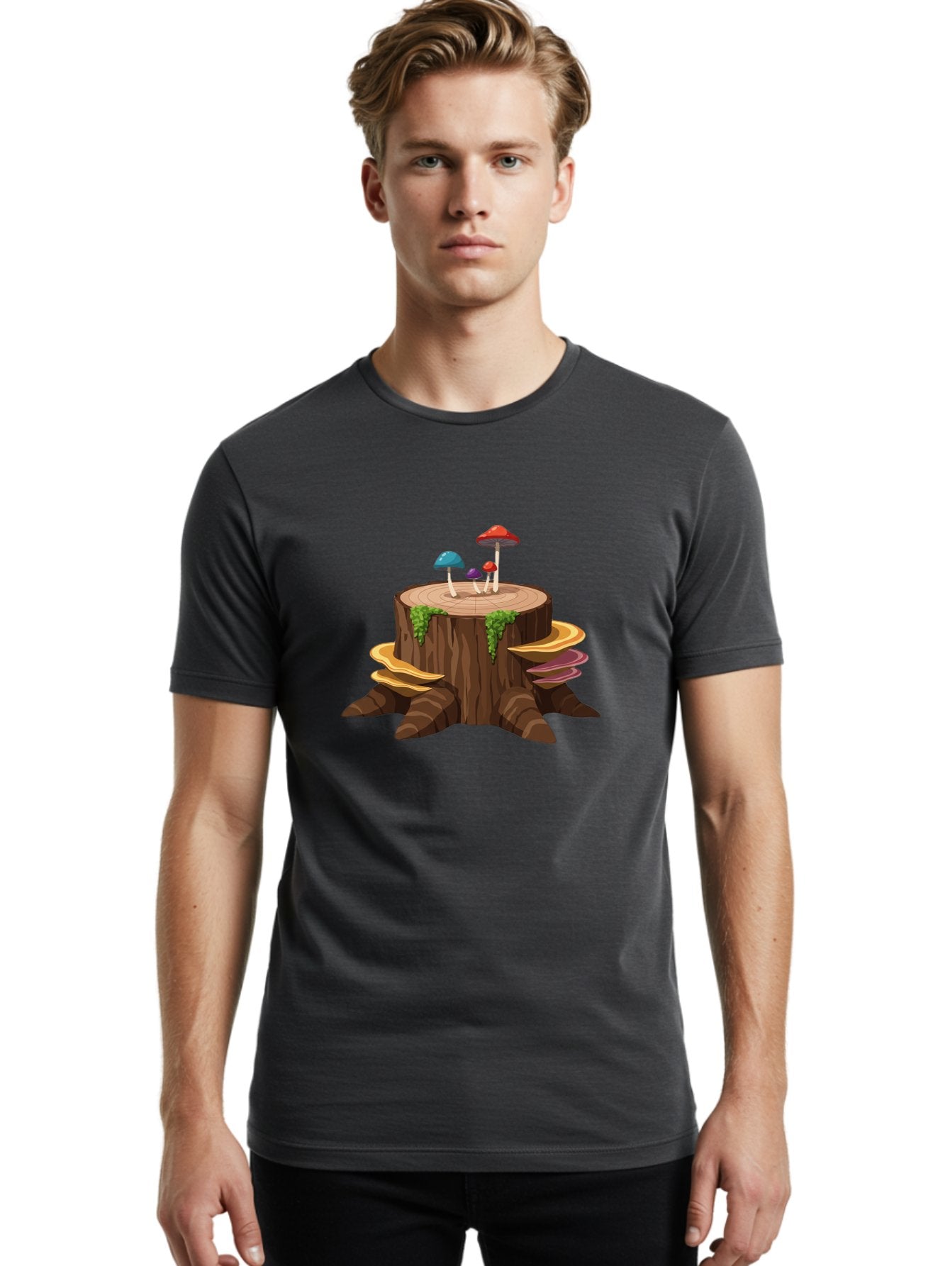 Tree-Stump-With-Mushrooms Men'S Graphic Tee, 100% Cotton, Comfortable Casual Summer Wear, Machine Washable, Vintage Camera, Old Camera, Antique Camera, Black Camera, Classic Photography, Photography Equipment, Nostalgic Device, Film Camera, Bal509 27