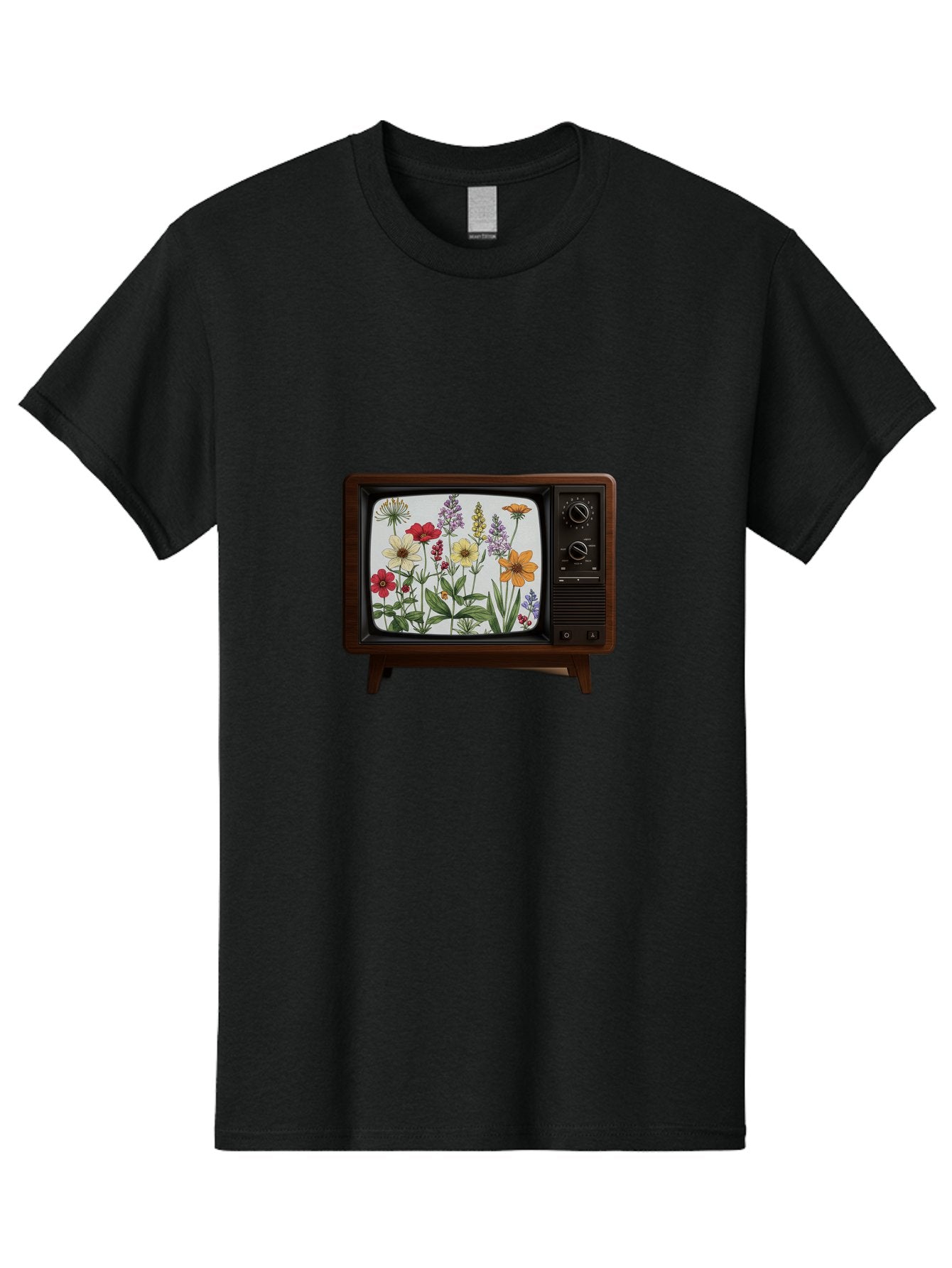Tv-With-Flowers Men'S Graphic Tee, 100% Cotton, Comfortable Casual Summer Wear, Machine Washable, Vintage Camera, Old Camera, Antique Camera, Black Camera, Classic Photography, Photography Equipment, Nostalgic Device, Film Camera, Camera Art Bal516 5