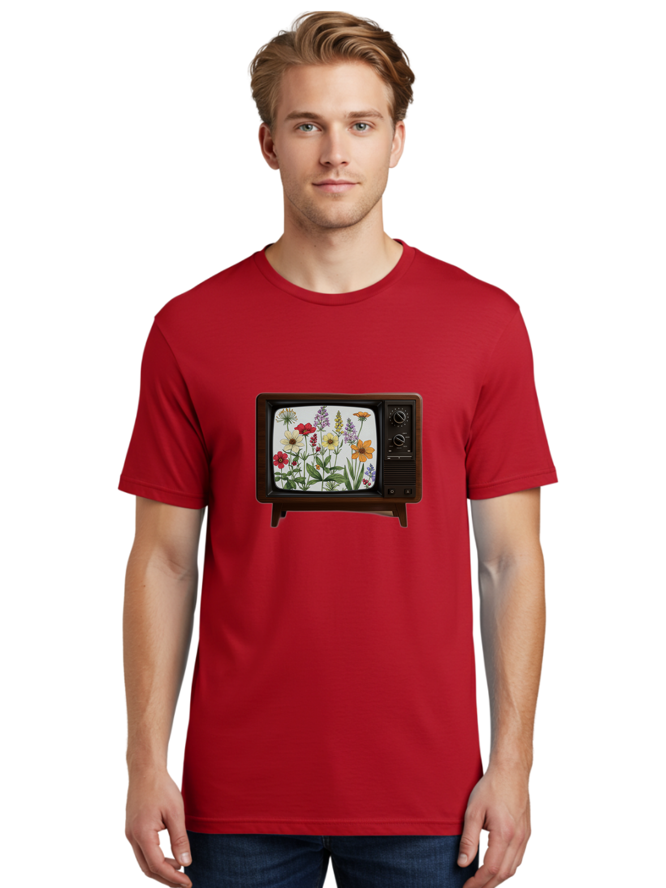Tv-With-Flowers Men'S Graphic Tee, 100% Cotton, Comfortable Casual Summer Wear, Machine Washable, Vintage Camera, Old Camera, Antique Camera, Black Camera, Classic Photography, Photography Equipment, Nostalgic Device, Film Camera, Camera Art Bal516 26
