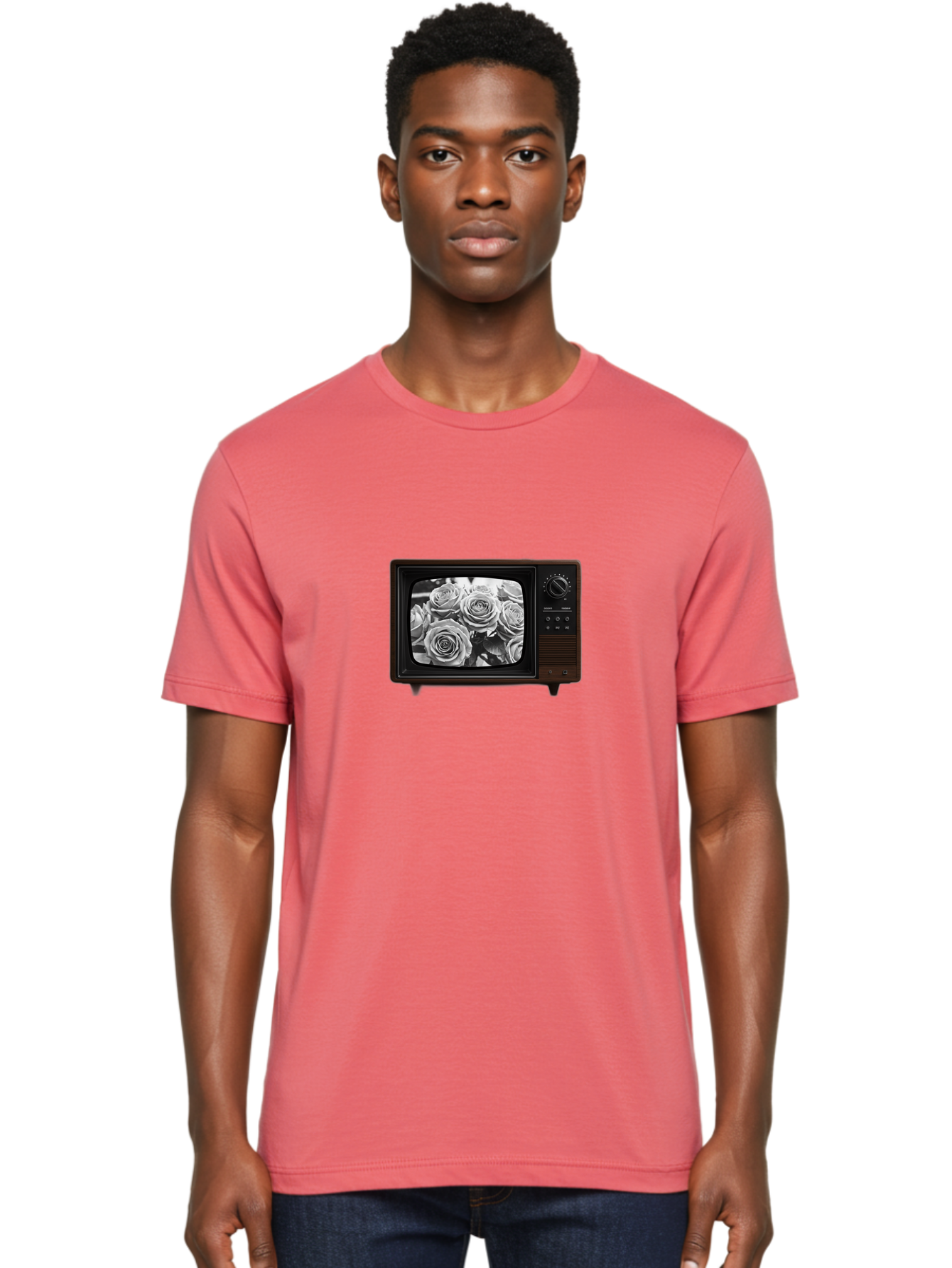 Tv-With-Roses Men'S Graphic Tee, 100% Cotton, Comfortable Casual Summer Wear, Machine Washable, Vintage Camera, Old Camera, Antique Camera, Black Camera, Classic Photography, Photography Equipment, Nostalgic Device, Film Camera, Camera Art Bal517 17