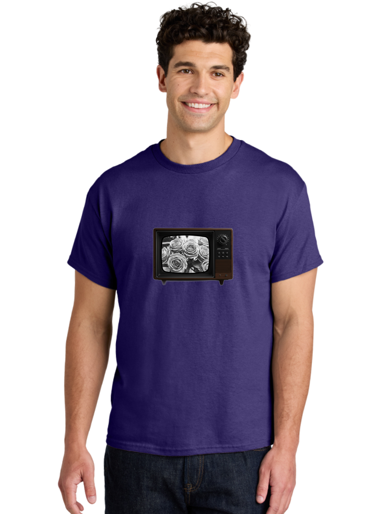 Tv-With-Roses Men'S Graphic Tee, 100% Cotton, Comfortable Casual Summer Wear, Machine Washable, Vintage Camera, Old Camera, Antique Camera, Black Camera, Classic Photography, Photography Equipment, Nostalgic Device, Film Camera, Camera Art Bal517 24