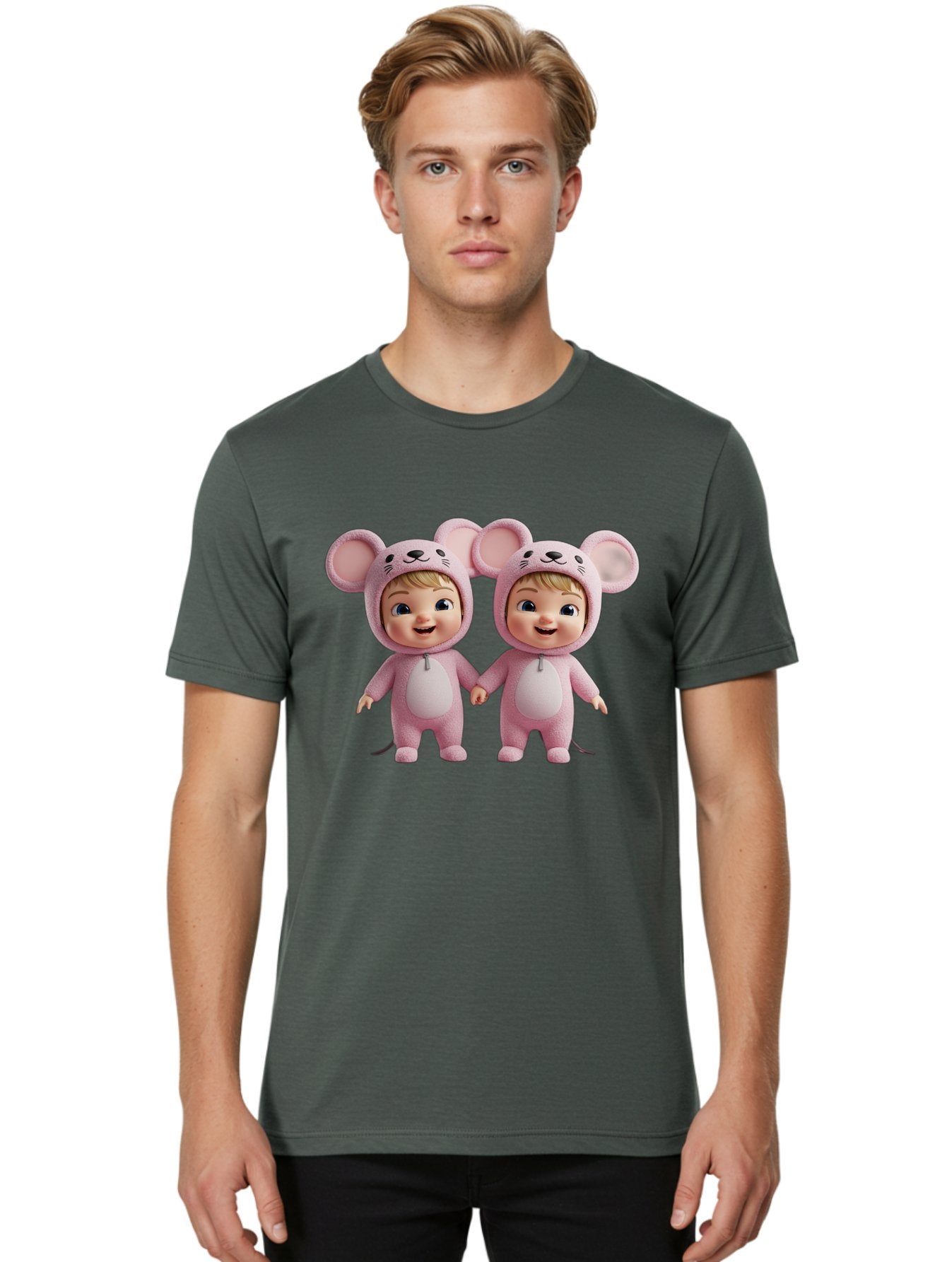 Twin-Babies-In-Pink-Mouse-Costumes Men'S Graphic Tee, 100% Cotton, Comfortable Casual Summer Wear, Machine Washable, Vintage Camera, Old Camera, Antique Camera, Black Camera, Classic Photography, Photography Equipment, Nostalgic Device, Bal521 30