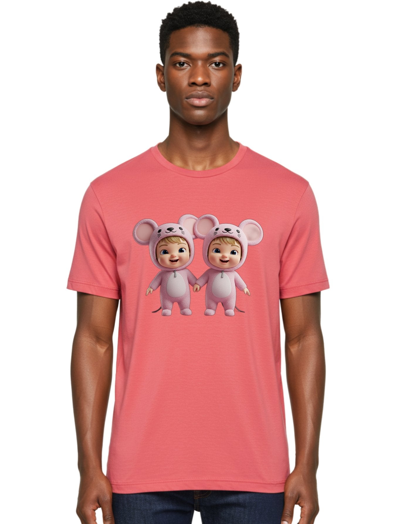 Twin-Babies-In-Pink-Mouse-Costumes Men'S Graphic Tee, 100% Cotton, Comfortable Casual Summer Wear, Machine Washable, Vintage Camera, Old Camera, Antique Camera, Black Camera, Classic Photography, Photography Equipment, Nostalgic Device, Bal521 20