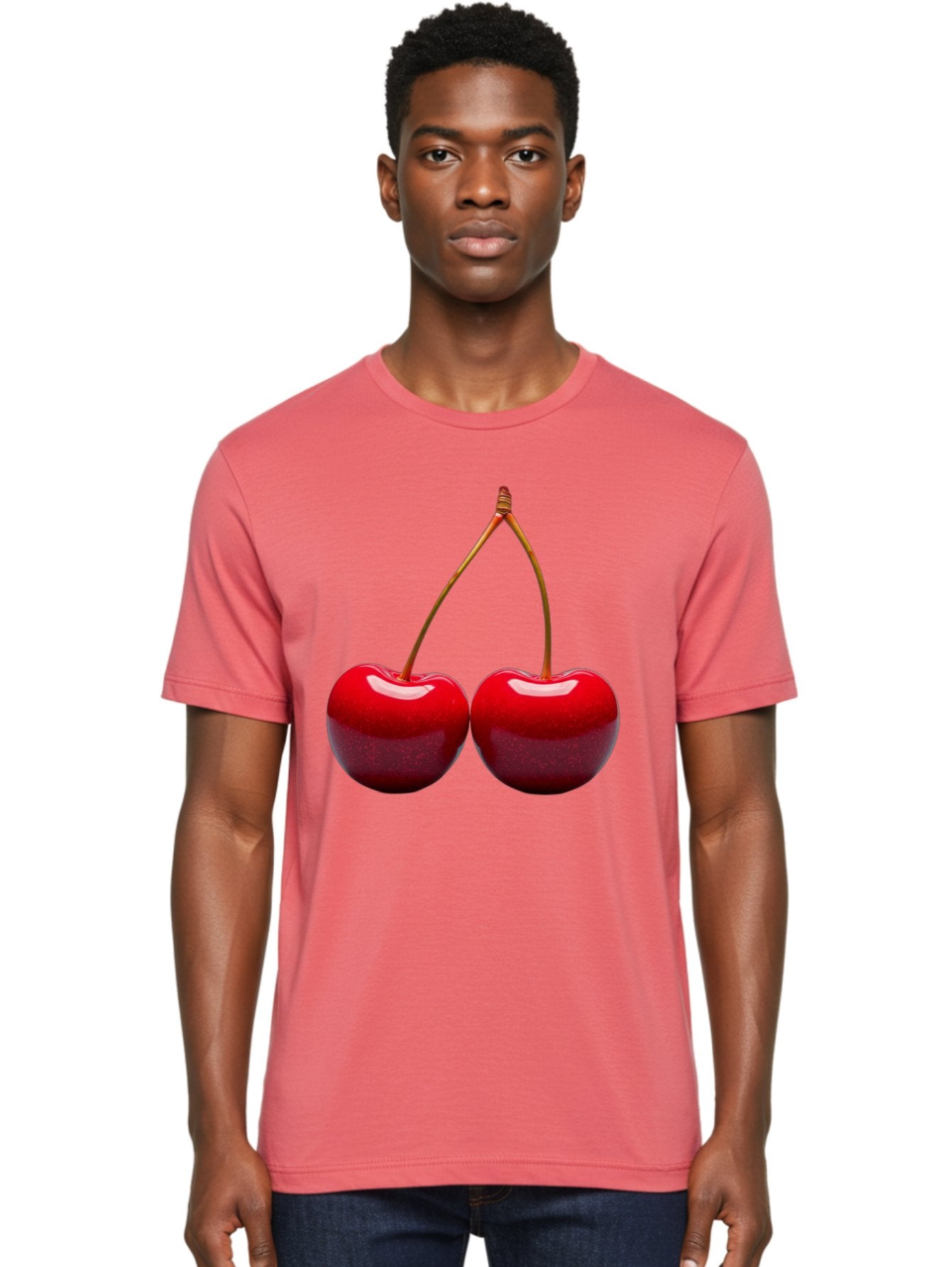 Two-Cherries-1 Men'S Graphic Tee, 100% Cotton, Comfortable Casual Summer Wear, Machine Washable, Vintage Camera, Old Camera, Antique Camera, Black Camera, Classic Photography, Photography Equipment, Nostalgic Device, Film Camera, Camera Art Bal532 23