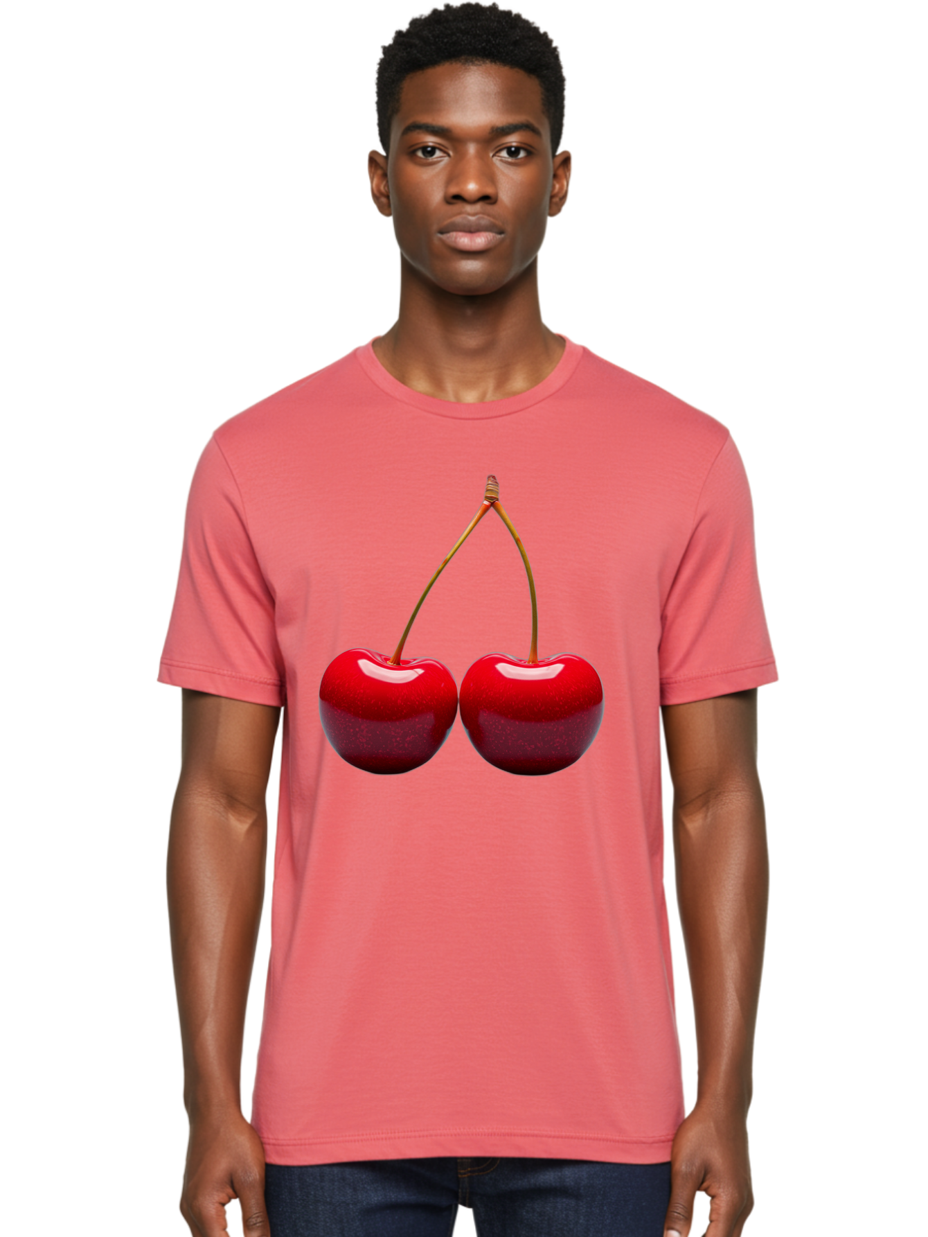 Two-Cherries-1 Men'S Graphic Tee, 100% Cotton, Comfortable Casual Summer Wear, Machine Washable, Vintage Camera, Old Camera, Antique Camera, Black Camera, Classic Photography, Photography Equipment, Nostalgic Device, Film Camera, Camera Art Bal532 23