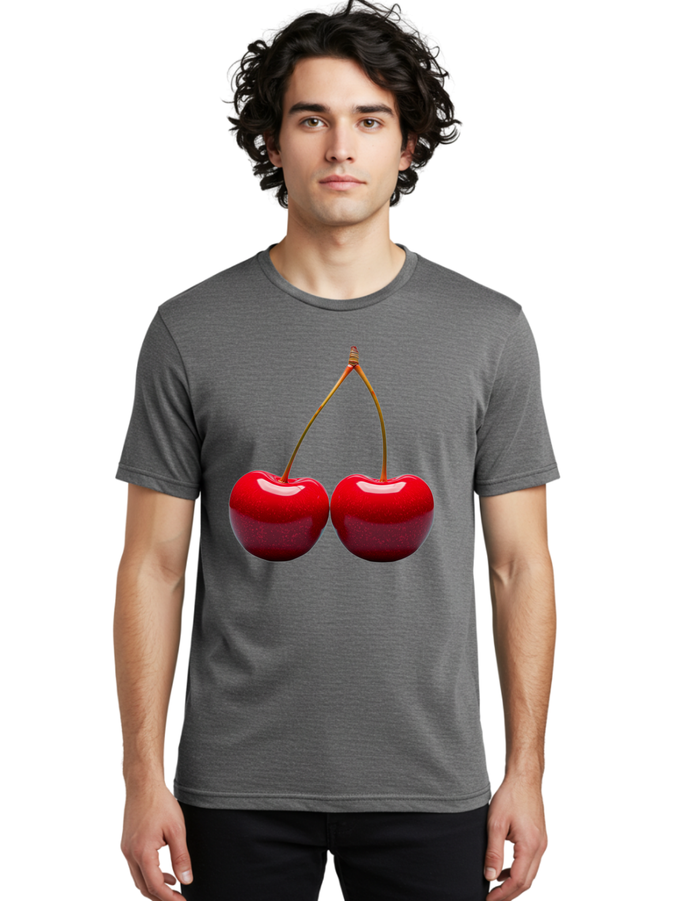 Two-Cherries-1 Men'S Graphic Tee, 100% Cotton, Comfortable Casual Summer Wear, Machine Washable, Vintage Camera, Old Camera, Antique Camera, Black Camera, Classic Photography, Photography Equipment, Nostalgic Device, Film Camera, Camera Art Bal532 25