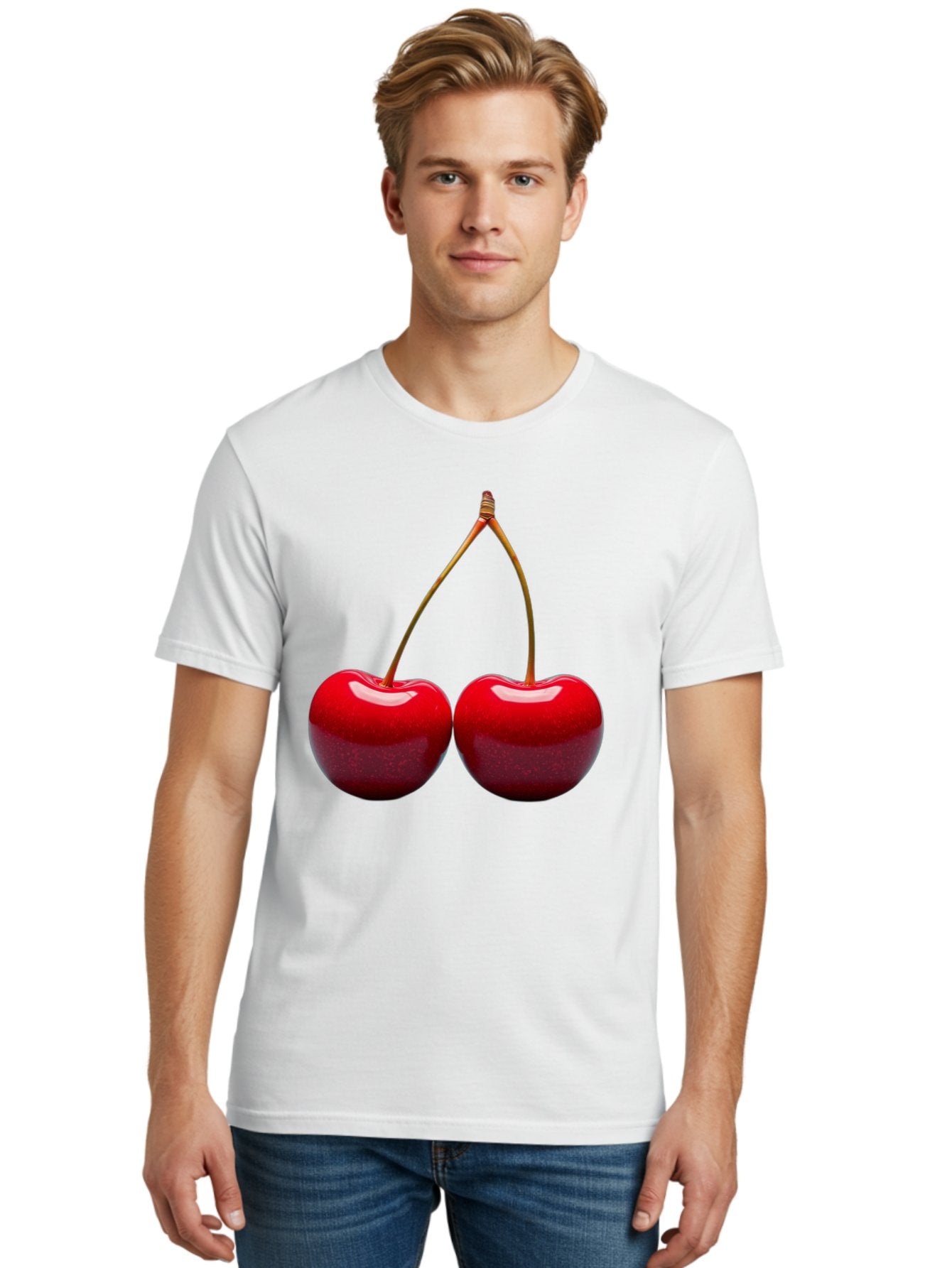 Two-Cherries-1 Men'S Graphic Tee, 100% Cotton, Comfortable Casual Summer Wear, Machine Washable, Vintage Camera, Old Camera, Antique Camera, Black Camera, Classic Photography, Photography Equipment, Nostalgic Device, Film Camera, Camera Art Bal532 28