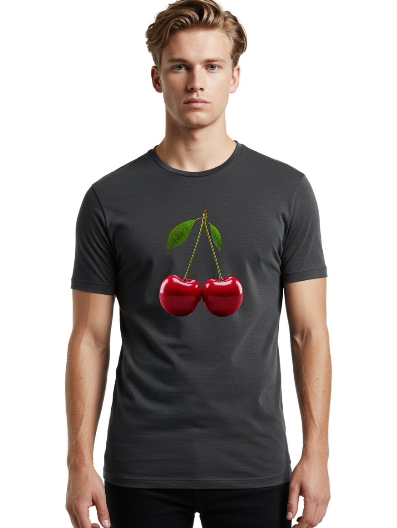 Two-Cherries-2 Men'S Graphic Tee, 100% Cotton, Comfortable Casual Summer Wear, Machine Washable, Vintage Camera, Old Camera, Antique Camera, Black Camera, Classic Photography, Photography Equipment, Nostalgic Device, Film Camera, Camera Art Bal533 29