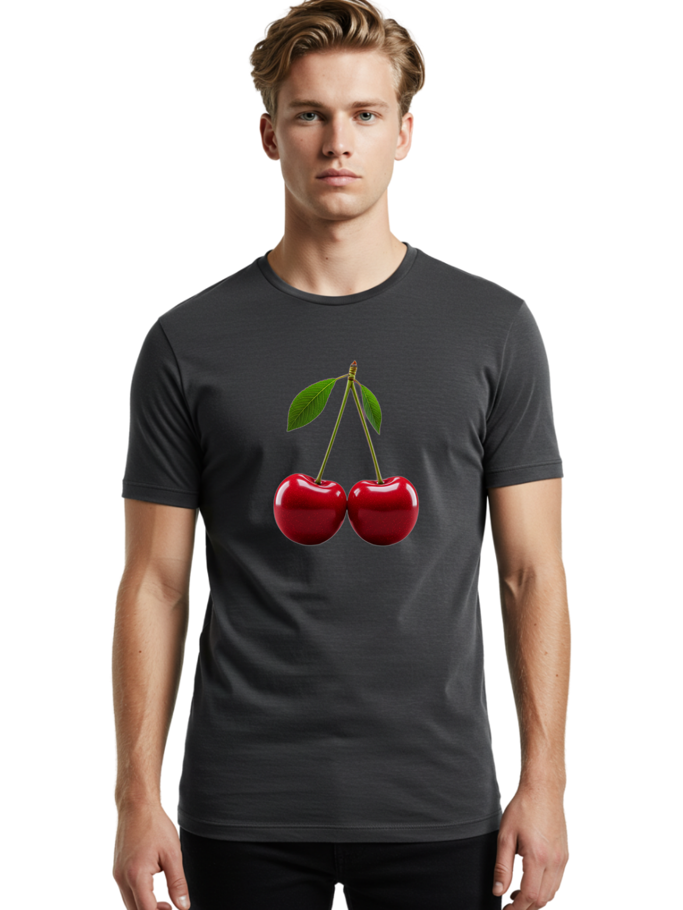 Two-Cherries-2 Men'S Graphic Tee, 100% Cotton, Comfortable Casual Summer Wear, Machine Washable, Vintage Camera, Old Camera, Antique Camera, Black Camera, Classic Photography, Photography Equipment, Nostalgic Device, Film Camera, Camera Art Bal533 17