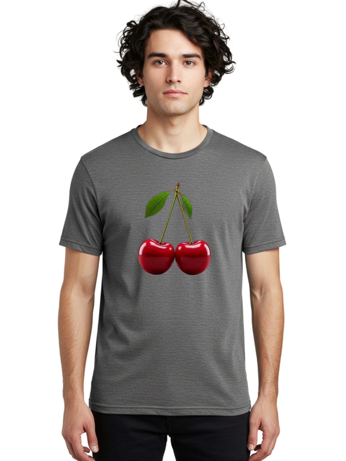Two-Cherries-2 Men'S Graphic Tee, 100% Cotton, Comfortable Casual Summer Wear, Machine Washable, Vintage Camera, Old Camera, Antique Camera, Black Camera, Classic Photography, Photography Equipment, Nostalgic Device, Film Camera, Camera Art Bal533 24
