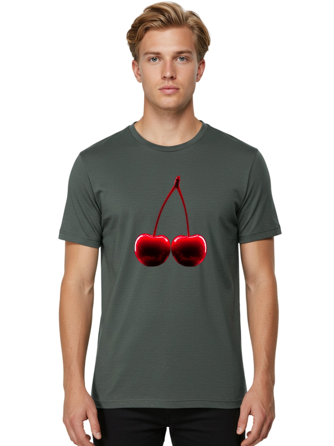 Two-Cherries-3 Men'S Graphic Tee, 100% Cotton, Comfortable Casual Summer Wear, Machine Washable, Vintage Camera, Old Camera, Antique Camera, Black Camera, Classic Photography, Photography Equipment, Nostalgic Device, Film Camera, Camera Art Bal534 29
