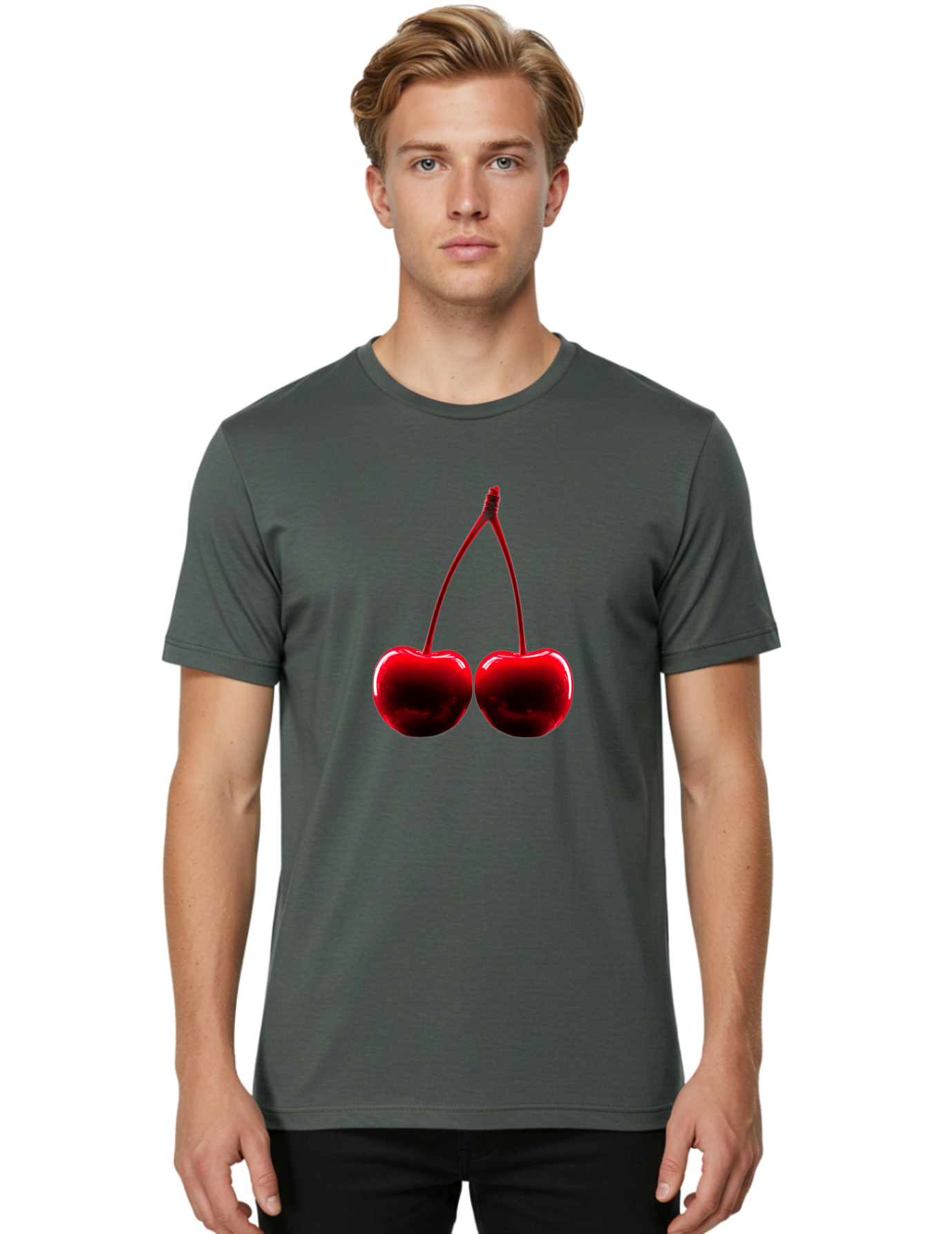 Two-Cherries-3 Men'S Graphic Tee, 100% Cotton, Comfortable Casual Summer Wear, Machine Washable, Vintage Camera, Old Camera, Antique Camera, Black Camera, Classic Photography, Photography Equipment, Nostalgic Device, Film Camera, Camera Art Bal534 17