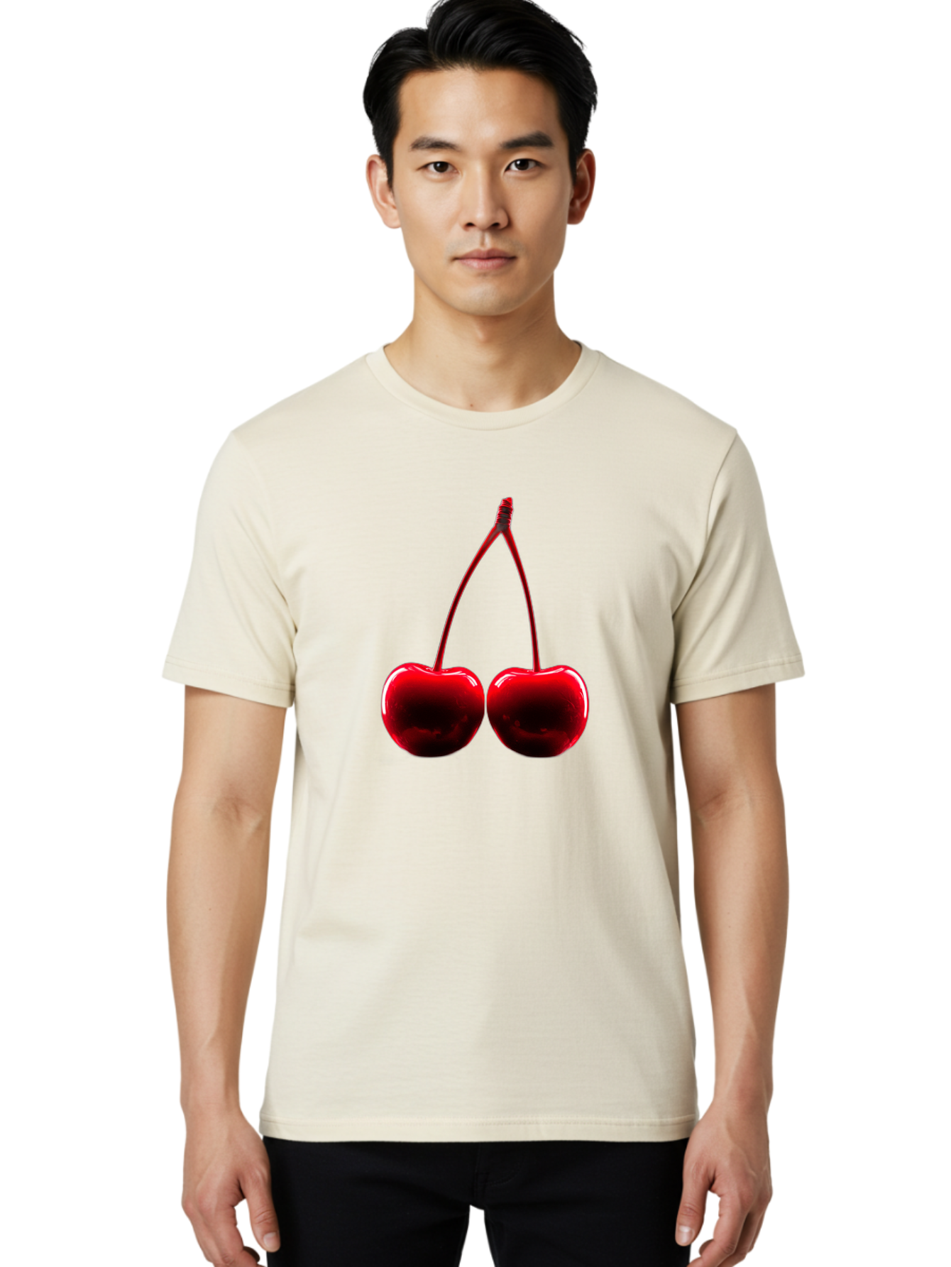 Two-Cherries-3 Men'S Graphic Tee, 100% Cotton, Comfortable Casual Summer Wear, Machine Washable, Vintage Camera, Old Camera, Antique Camera, Black Camera, Classic Photography, Photography Equipment, Nostalgic Device, Film Camera, Camera Art Bal534 21