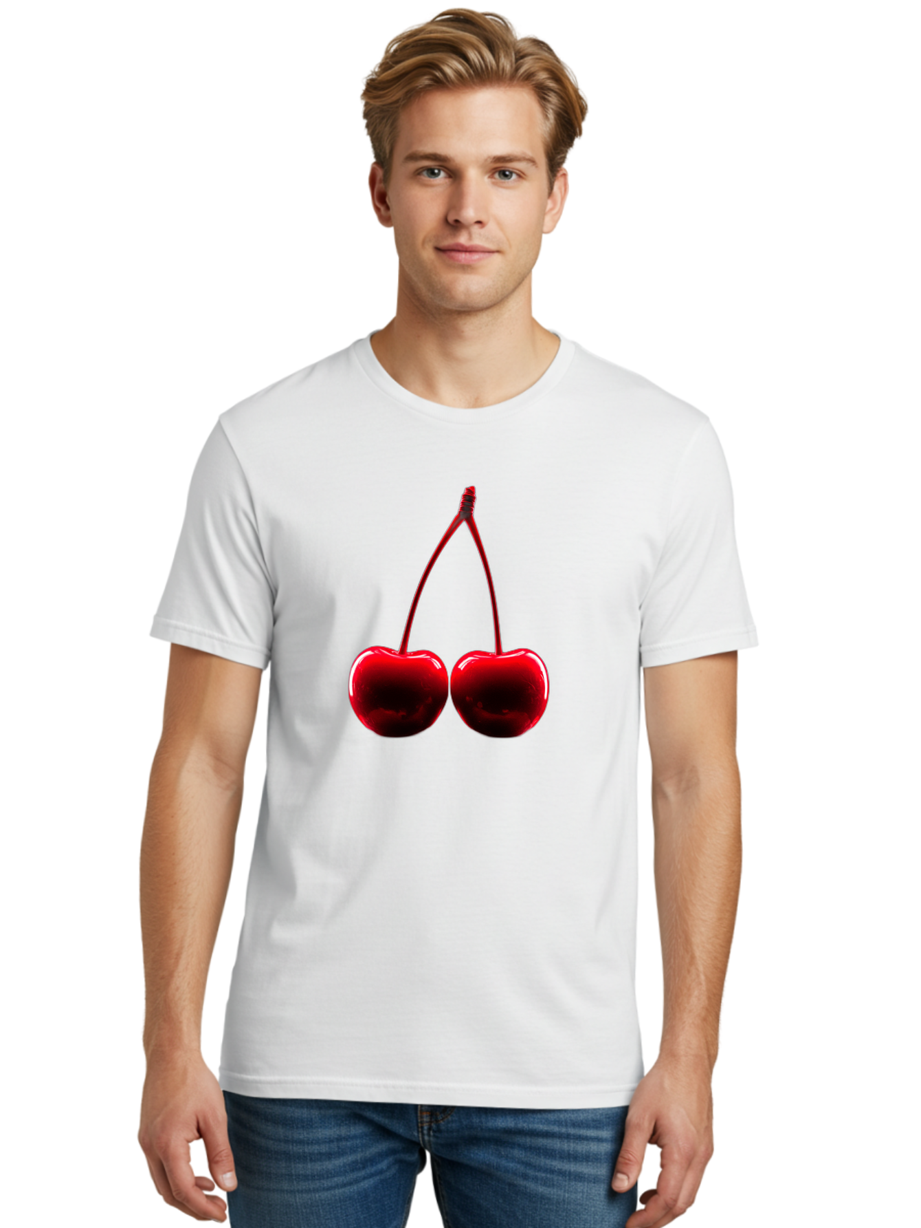 Two-Cherries-3 Men'S Graphic Tee, 100% Cotton, Comfortable Casual Summer Wear, Machine Washable, Vintage Camera, Old Camera, Antique Camera, Black Camera, Classic Photography, Photography Equipment, Nostalgic Device, Film Camera, Camera Art Bal534 26