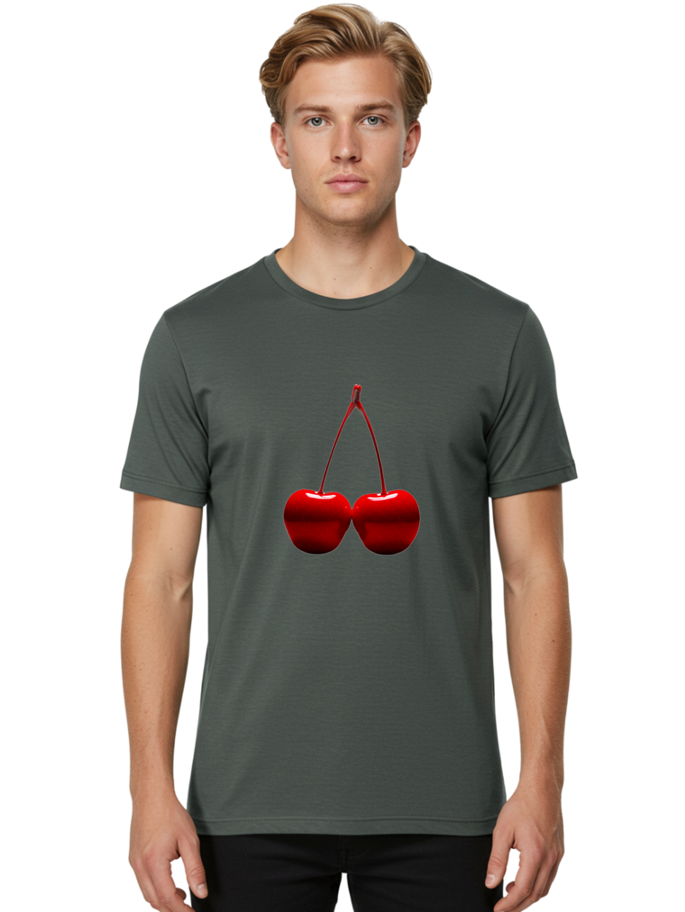 Two-Cherries-4 Men'S Graphic Tee, 100% Cotton, Comfortable Casual Summer Wear, Machine Washable, Vintage Camera, Old Camera, Antique Camera, Black Camera, Classic Photography, Photography Equipment, Nostalgic Device, Film Camera, Camera Art Bal535 20
