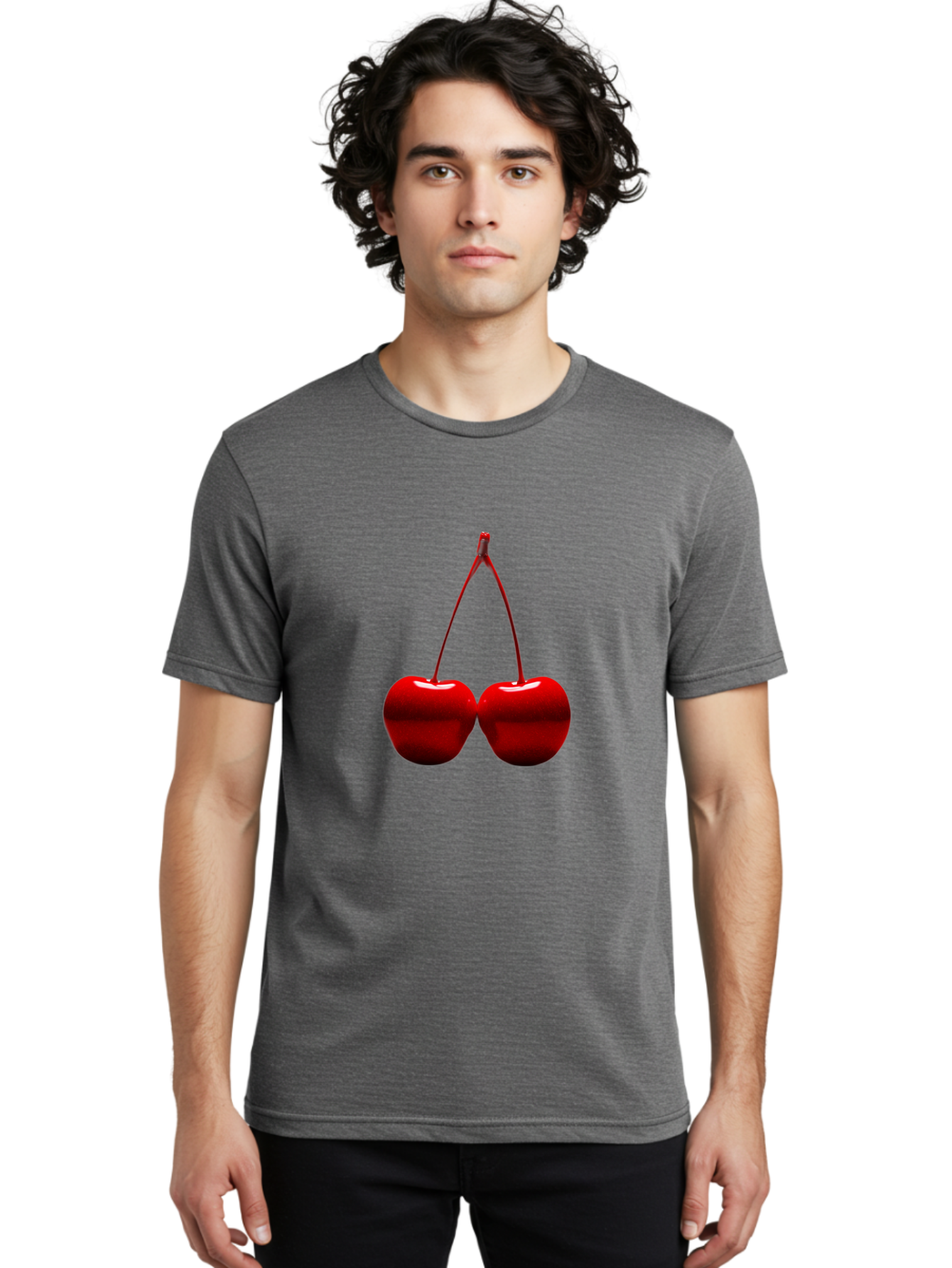 Two-Cherries-4 Men'S Graphic Tee, 100% Cotton, Comfortable Casual Summer Wear, Machine Washable, Vintage Camera, Old Camera, Antique Camera, Black Camera, Classic Photography, Photography Equipment, Nostalgic Device, Film Camera, Camera Art Bal535 27