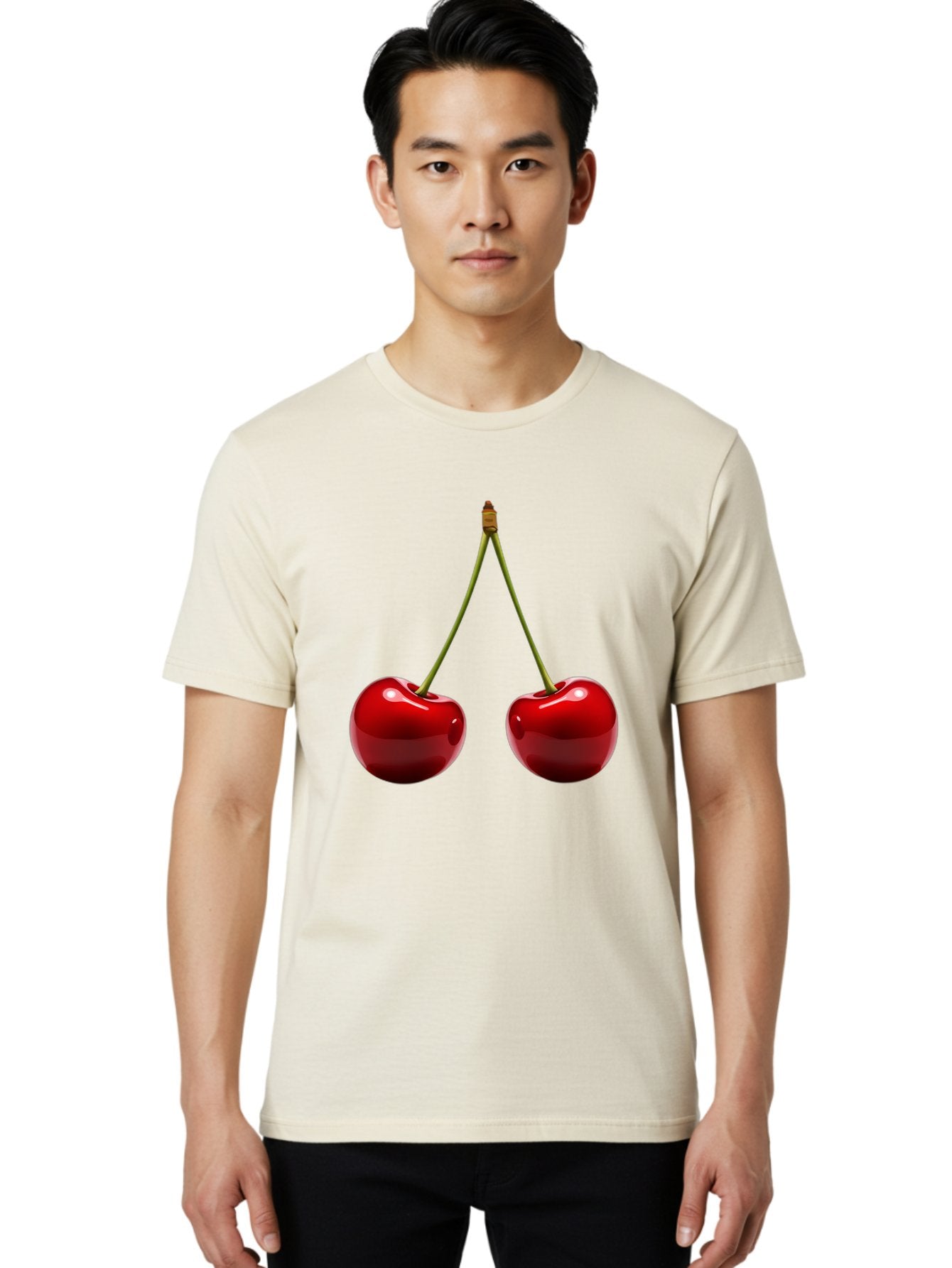 Two-Cherries-5 Men'S Graphic Tee, 100% Cotton, Comfortable Casual Summer Wear, Machine Washable, Vintage Camera, Old Camera, Antique Camera, Black Camera, Classic Photography, Photography Equipment, Nostalgic Device, Film Camera, Camera Art Bal536 21