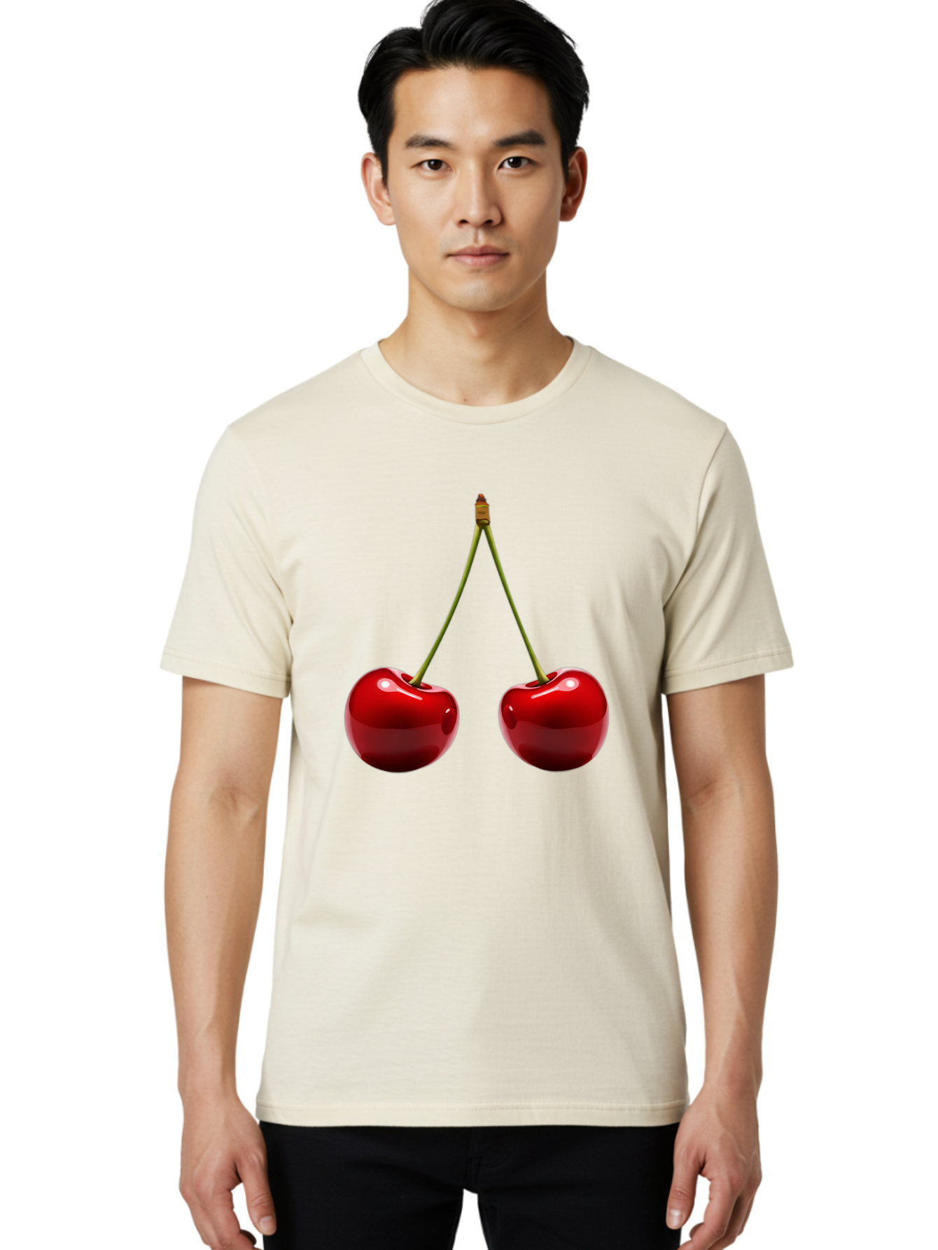 Two-Cherries-5 Men'S Graphic Tee, 100% Cotton, Comfortable Casual Summer Wear, Machine Washable, Vintage Camera, Old Camera, Antique Camera, Black Camera, Classic Photography, Photography Equipment, Nostalgic Device, Film Camera, Camera Art Bal536 25