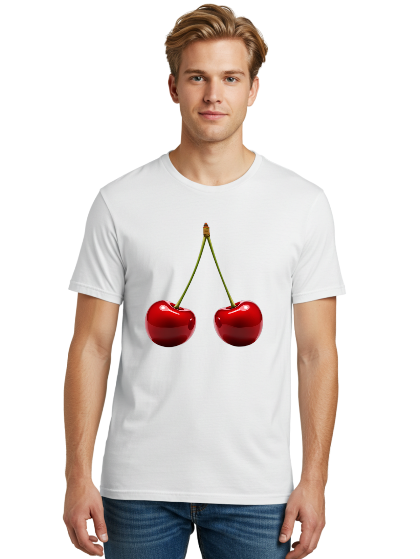 Two-Cherries-5 Men'S Graphic Tee, 100% Cotton, Comfortable Casual Summer Wear, Machine Washable, Vintage Camera, Old Camera, Antique Camera, Black Camera, Classic Photography, Photography Equipment, Nostalgic Device, Film Camera, Camera Art Bal536 23